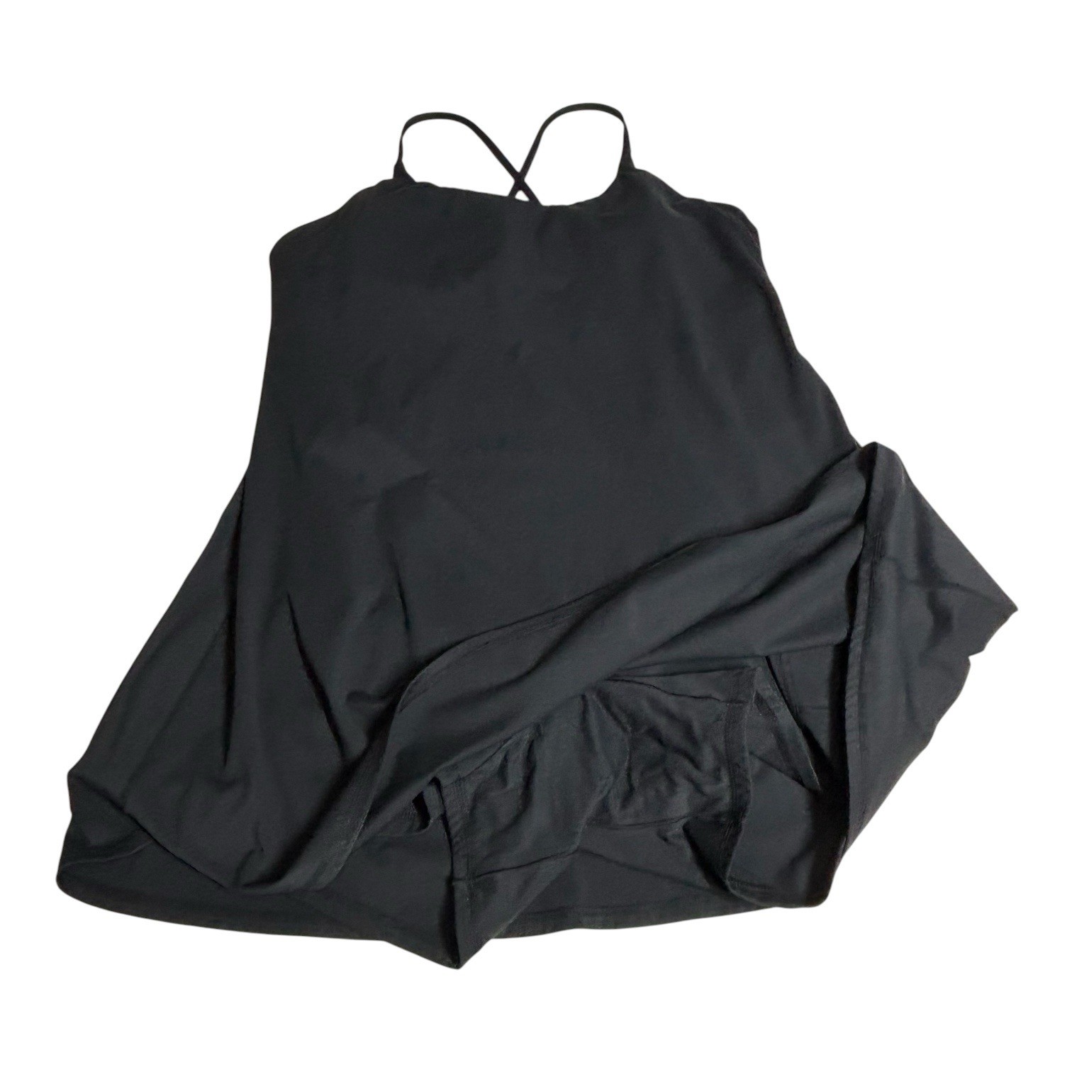 Womens 2X Black Athletic Dress with Cross-Back Straps Built-In Shorts & Bra