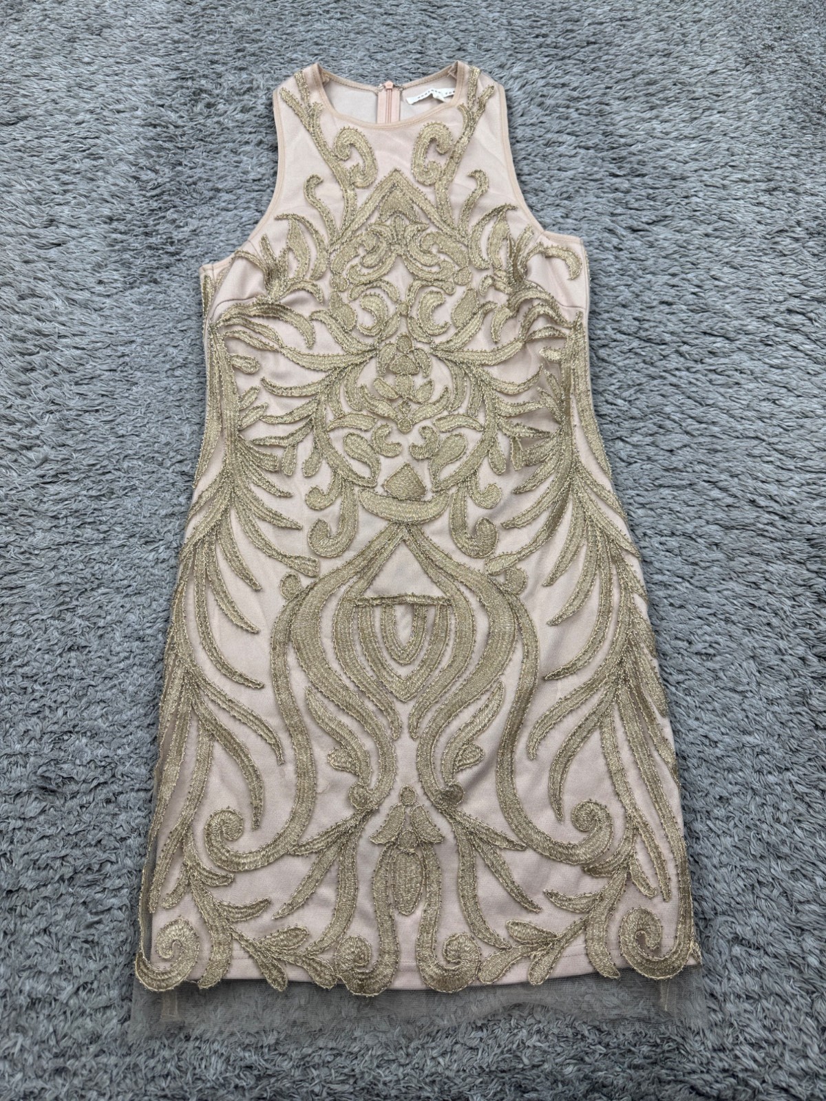 Endless Rose Dress Women Small Gold Beaded Sequins Embellished Cocktail Pencil