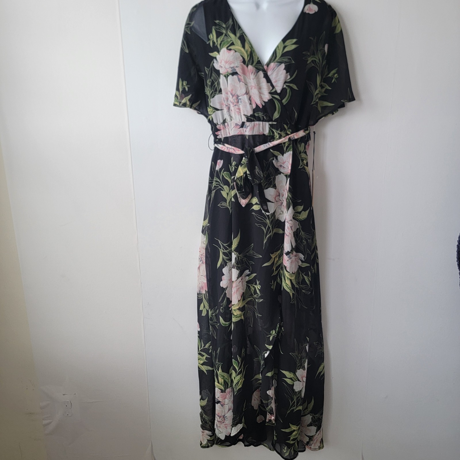 June & Hudson women’s floral faux wrap maxi dress sz 10 Romantic Cottagecore