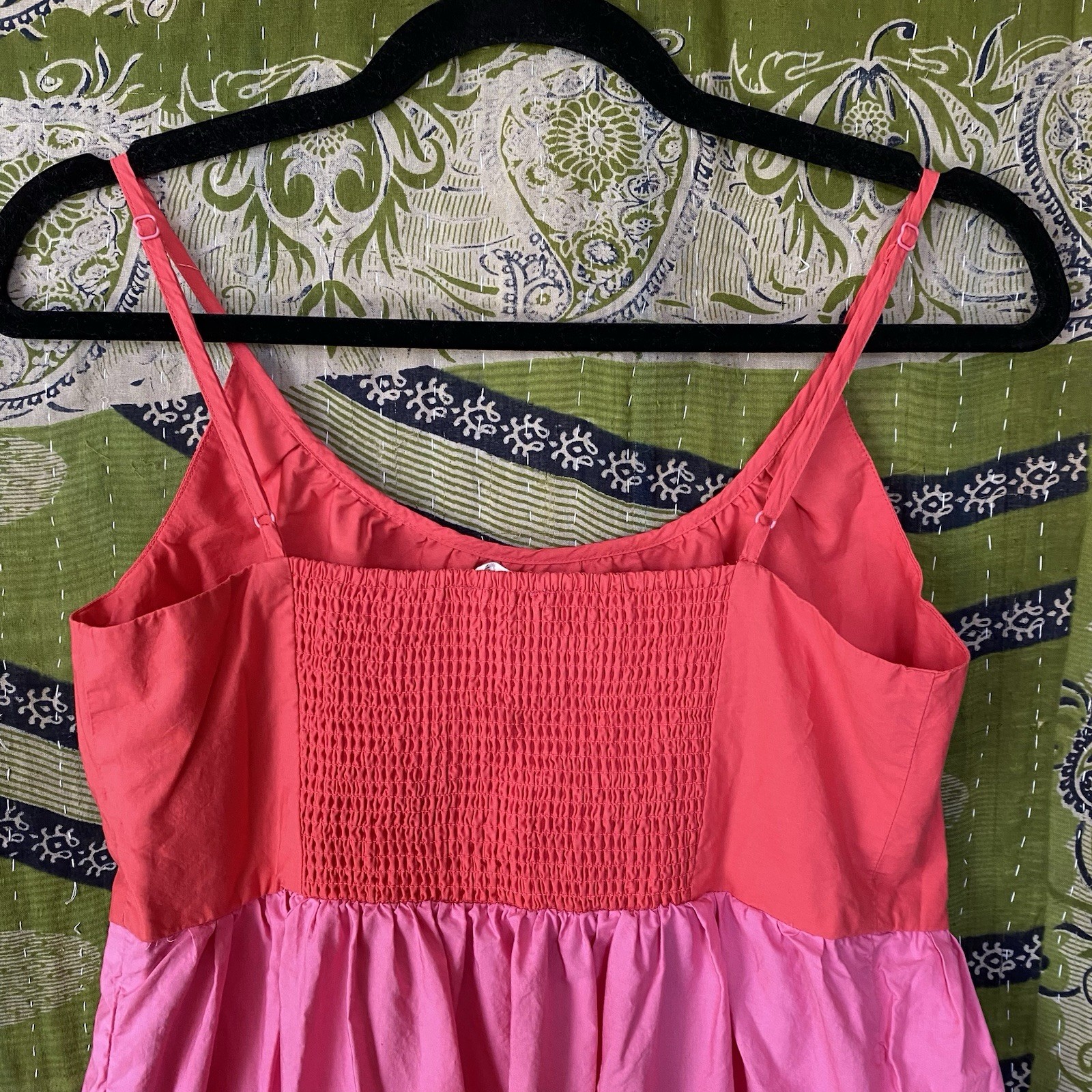 Boden Red/ Pink/ Blue/ Green Colorblock Trapeze Cotton Maxi Dress Size 6 Petite