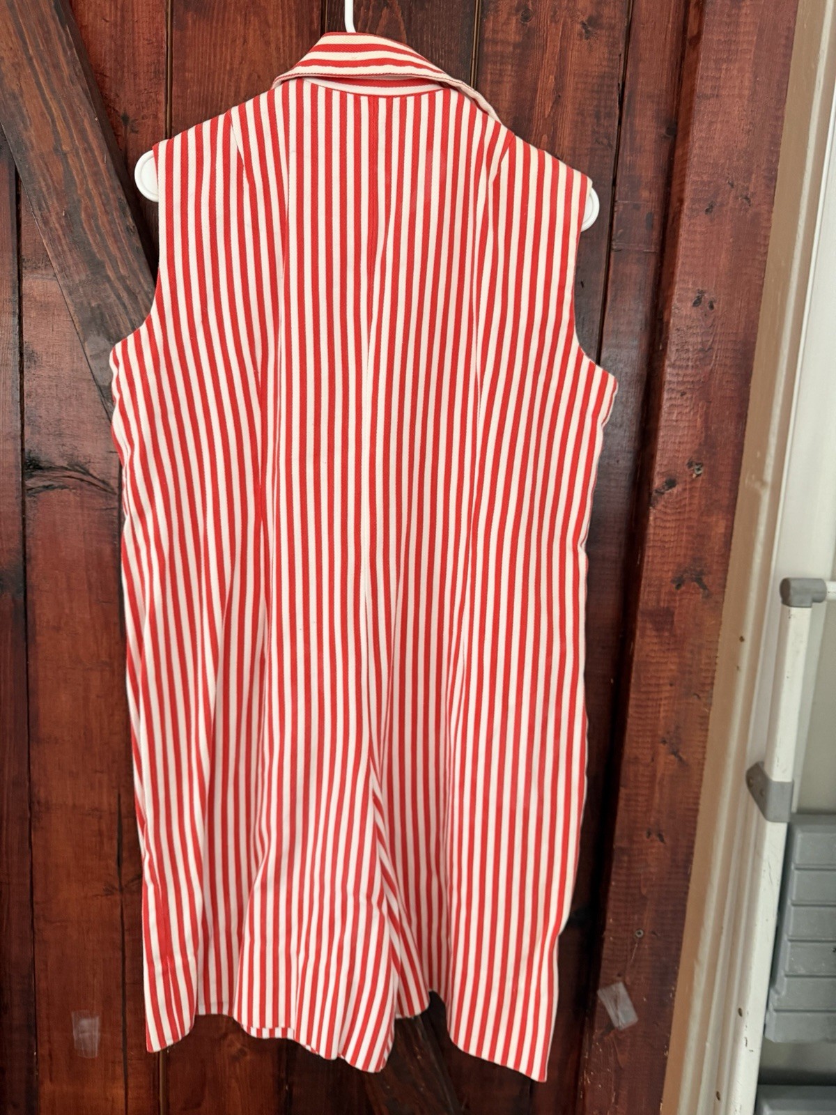 Vintage Women’s Romper Striped Sleeveless Zip Red White Unique Pin-up Retro