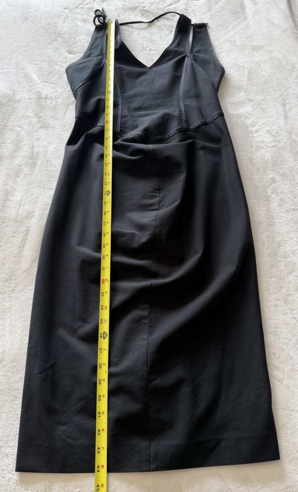 SPORTMAX Max Mara Sz US 12 Black Cotton Silk Trim Halter Pencil Midi Dress