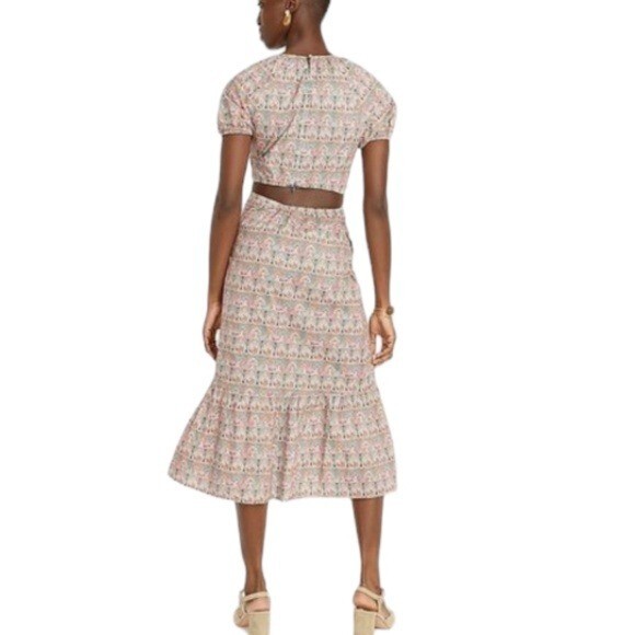 J.Crew Side Cutout Organic Cotton Midi Dress Size 2 Liberty Giorgia Duke Fabric