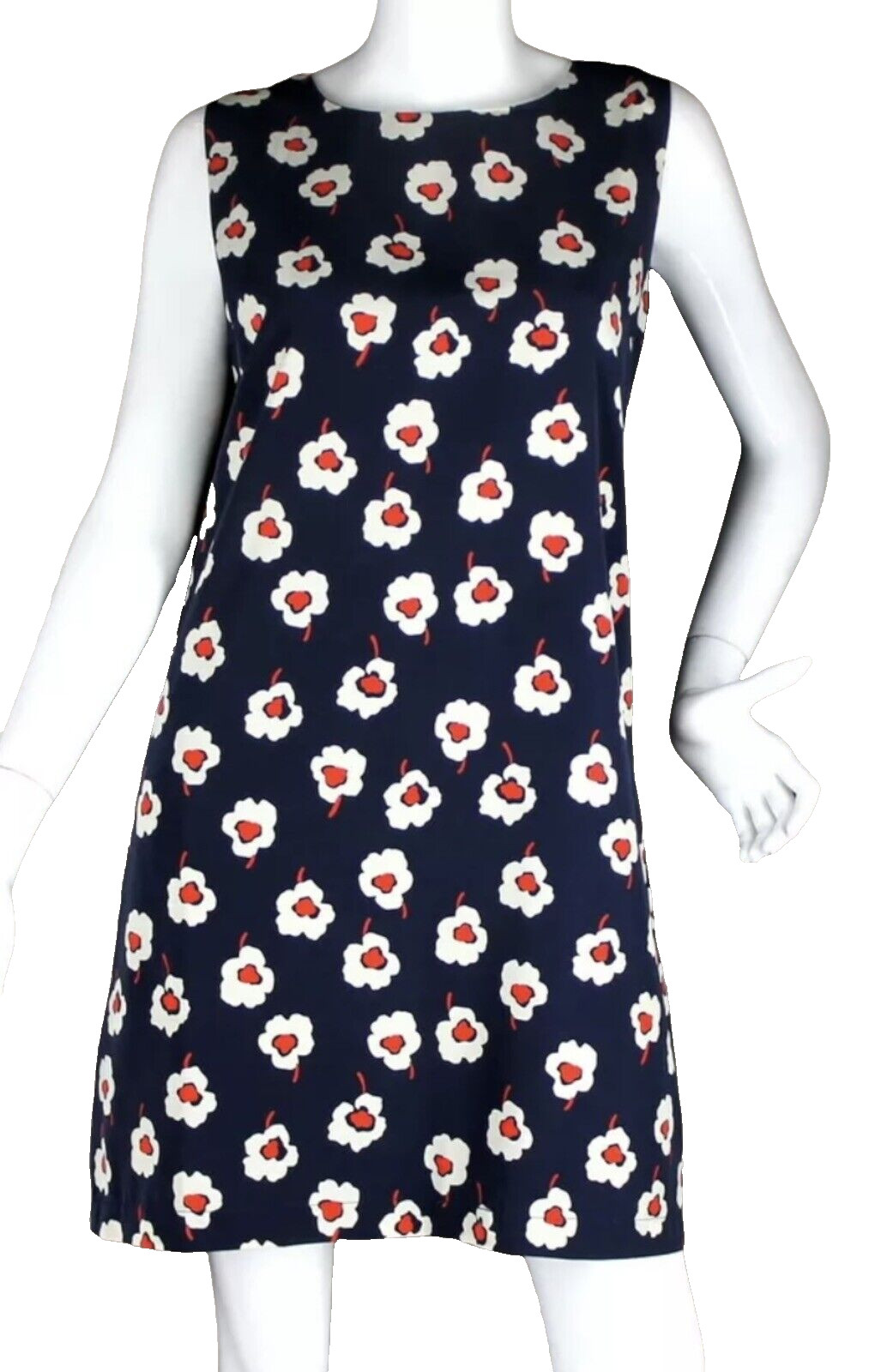 {LUMIERE} Dress Floral Shift Sz. L Blue/Red/White Pattern Summer/Lined