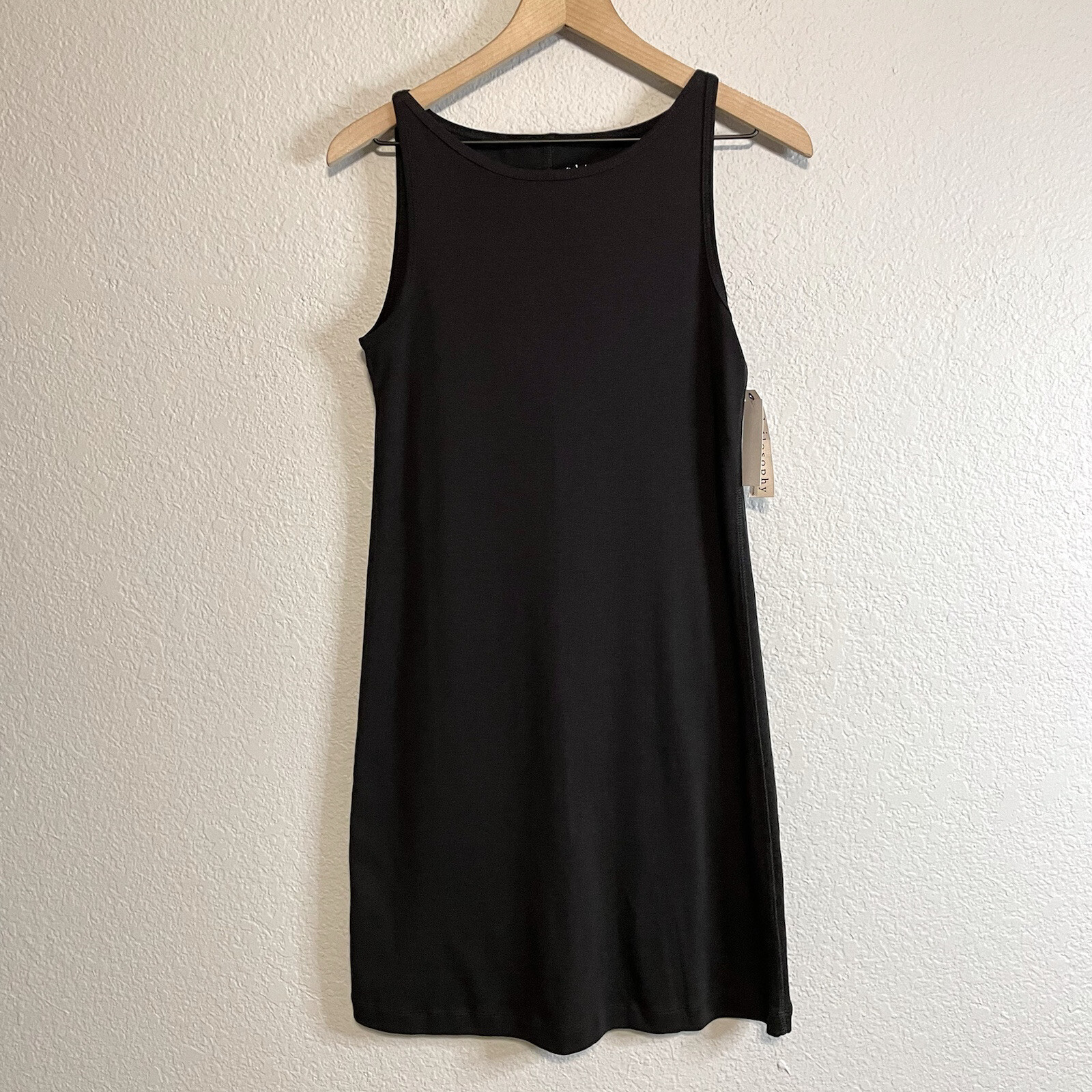 Philosophy Women’s S Solid Cotton Tank Dress A-Line Black