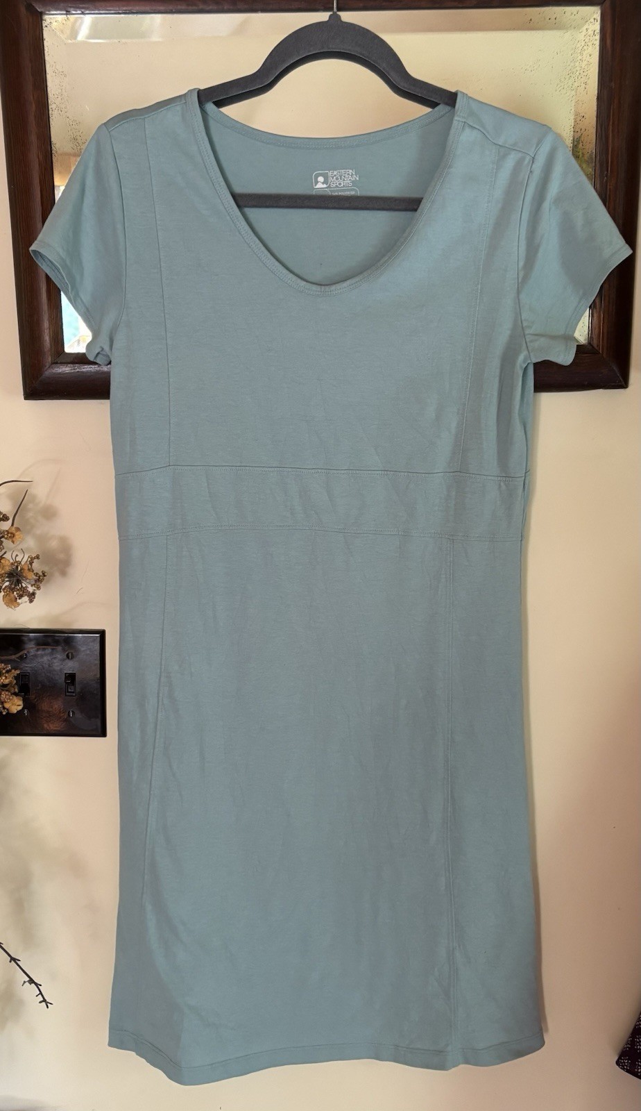 Eastern Mountain Sports EMS Sage Green Scoop Neck Tee Dress Sz M Made in Peru