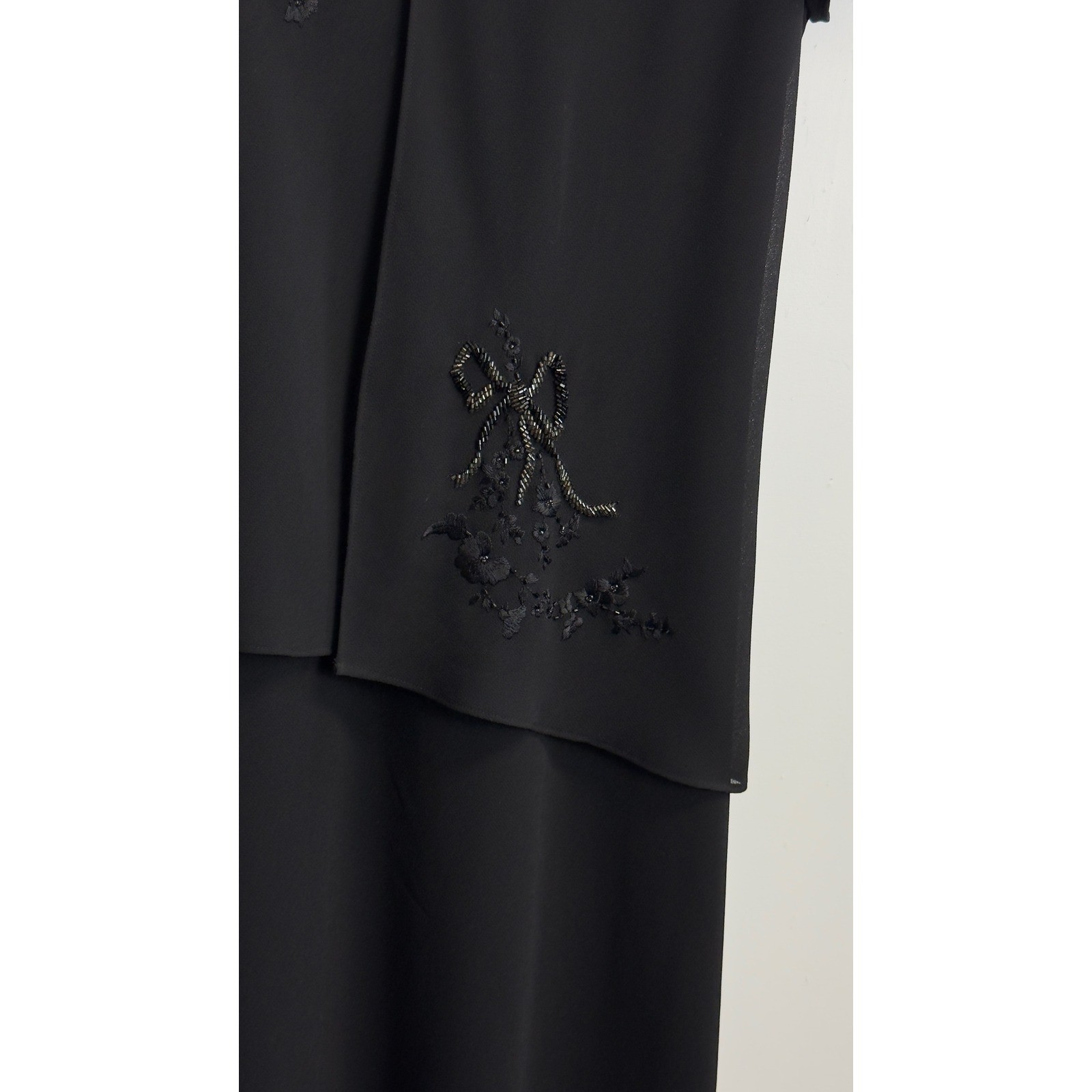 Positive Attitude Womens Black Beaded Bow Midi Dress Mock Two Piece Size 12