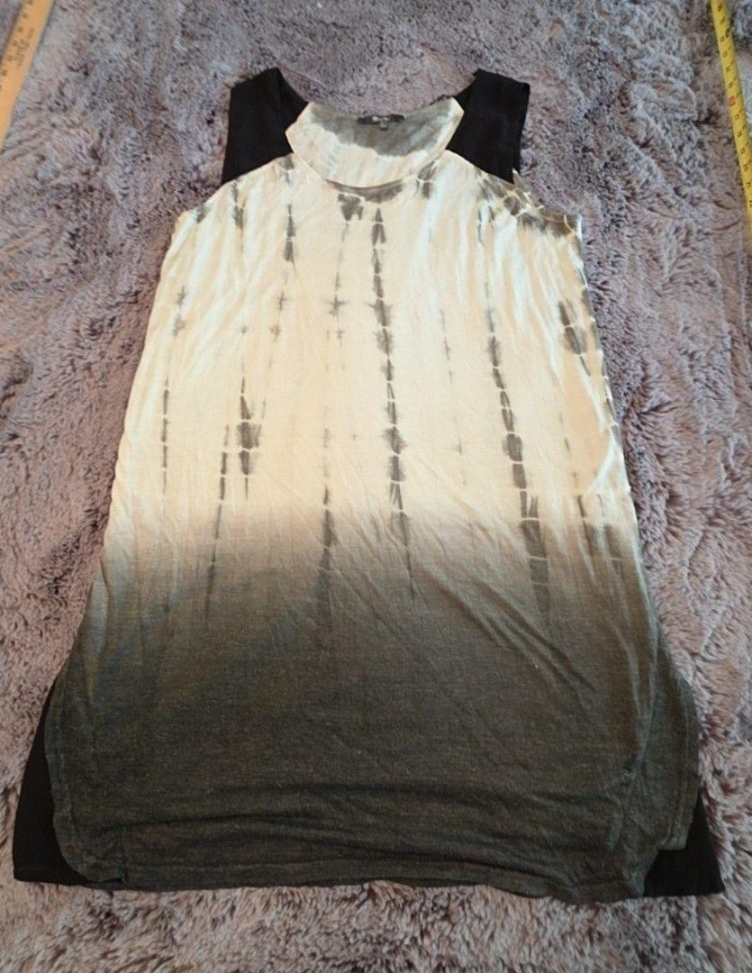 Miss Me Dress Womens L Gray Tie Dye Ombre High Neck Tank Shift Lined Casual