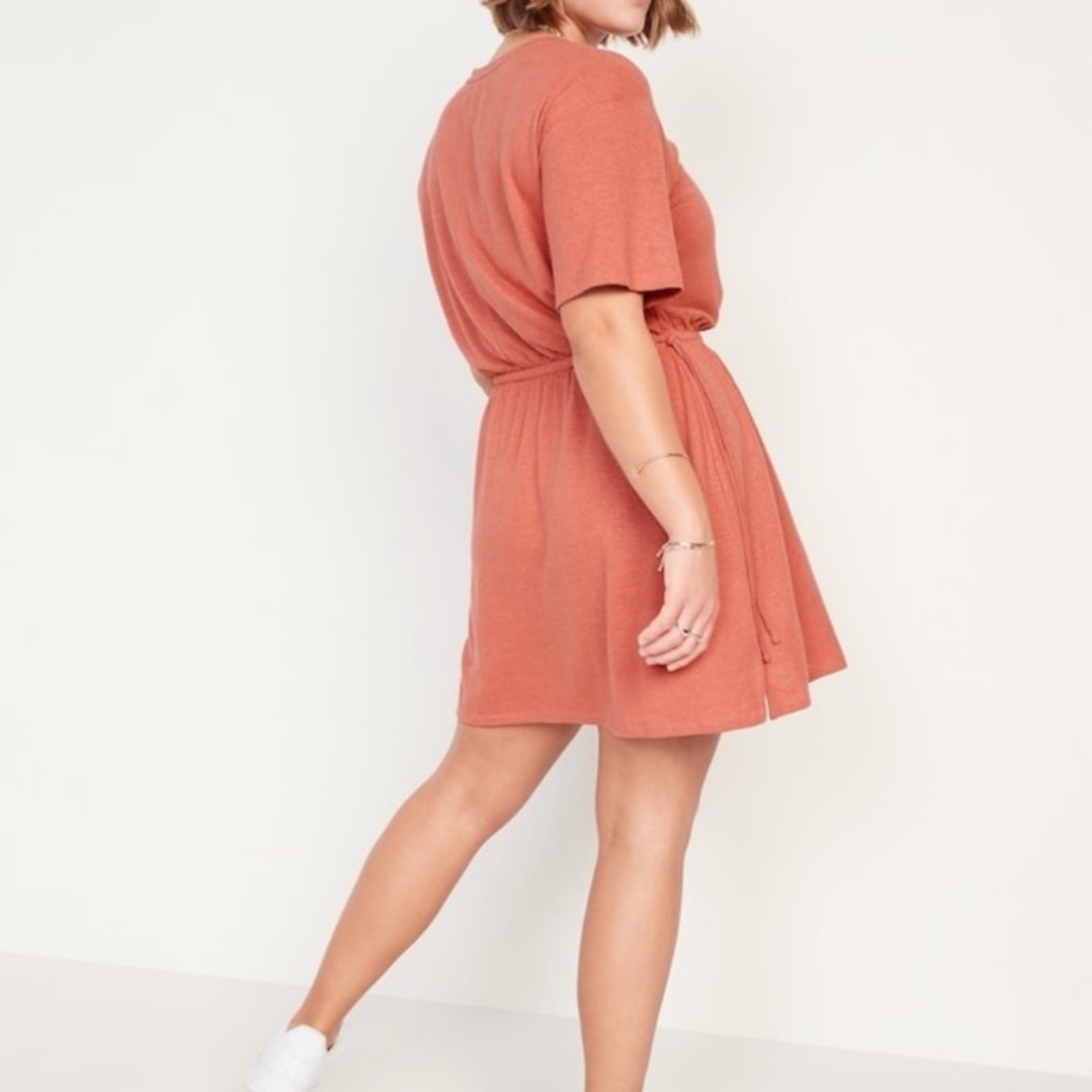 NWT Old Navy Waist-Defined Linen-Blend Mini Dress in Red Basil Size XL