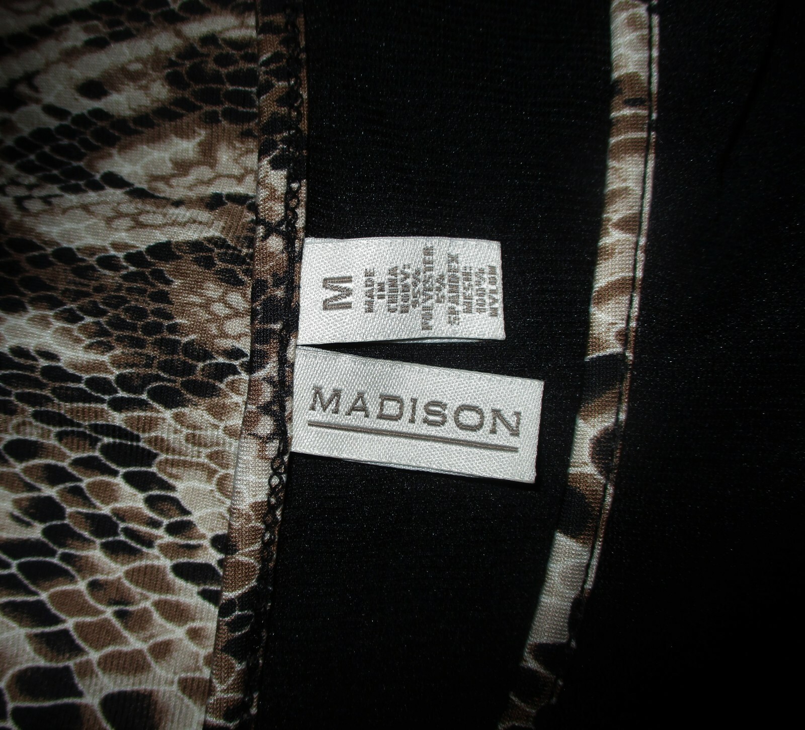 MADISON Brown Black Cap Sleeve Dress Size M NWT
