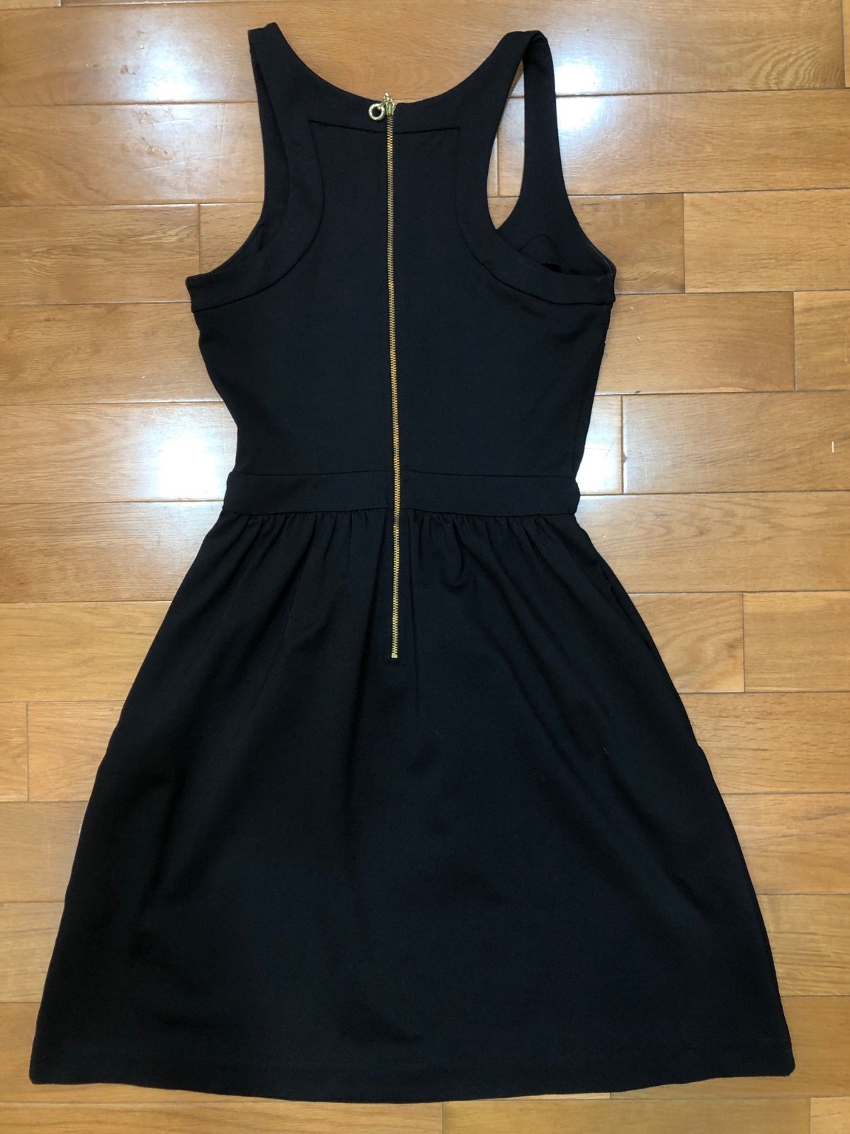 Cynthia Rowley Black Sleeveless Fit & Flare Dress With Gold Back Zipper Size XS