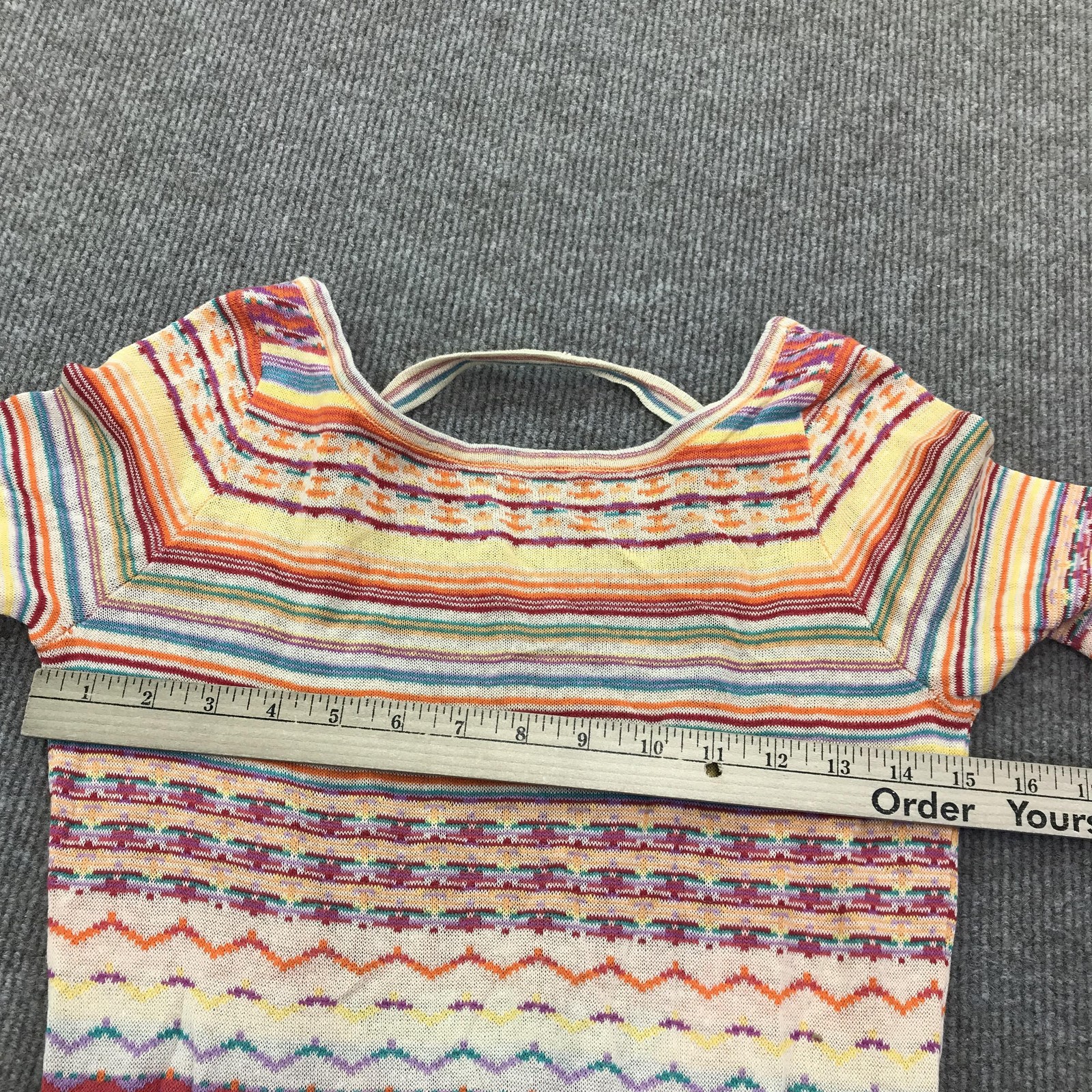 Torn By Ronny Kobo Dress Womens Medium Multicolor Knit Stripe Scoop Back