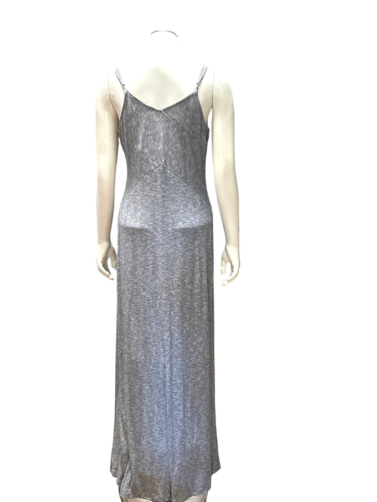 Mossimo Medium Gray Maxi Dress Adjustable Straps Stretch Knit Casual Cool Trendy