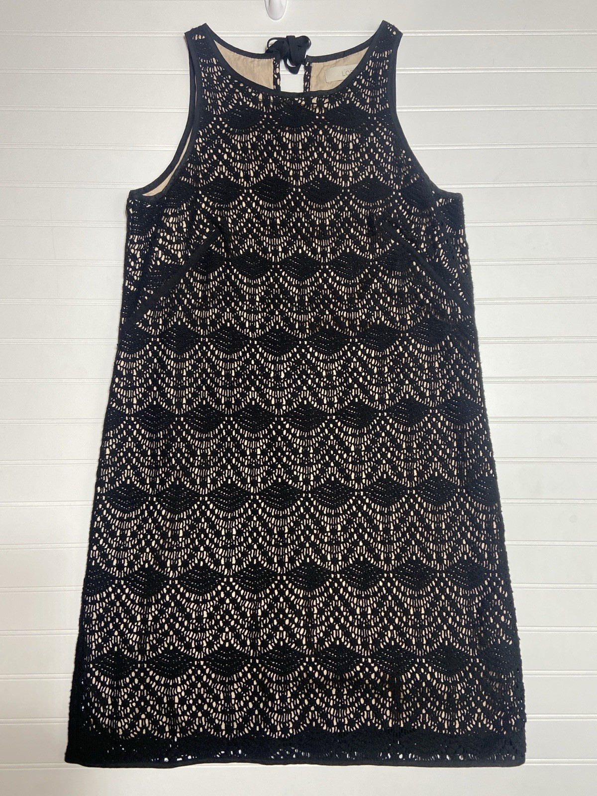 Ann Taylor LOFT Dress Size 6 Black Crocheted Lace Overlay Sleeveless Romantic