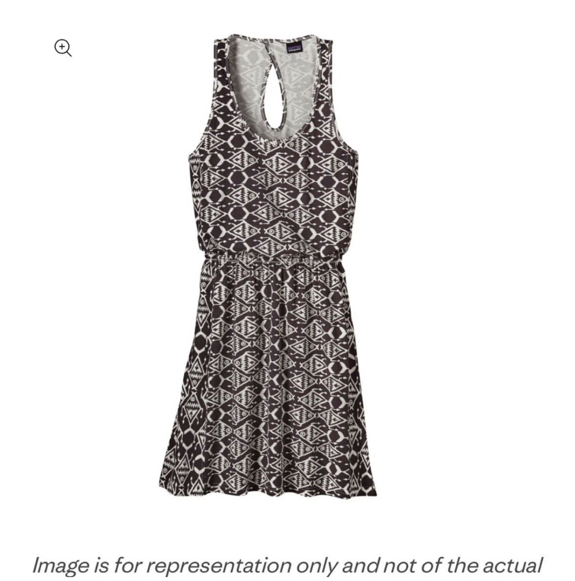 Patagonia Brown White Geometric Fish Pattern Keyhole Back Dress Nautical Sz M