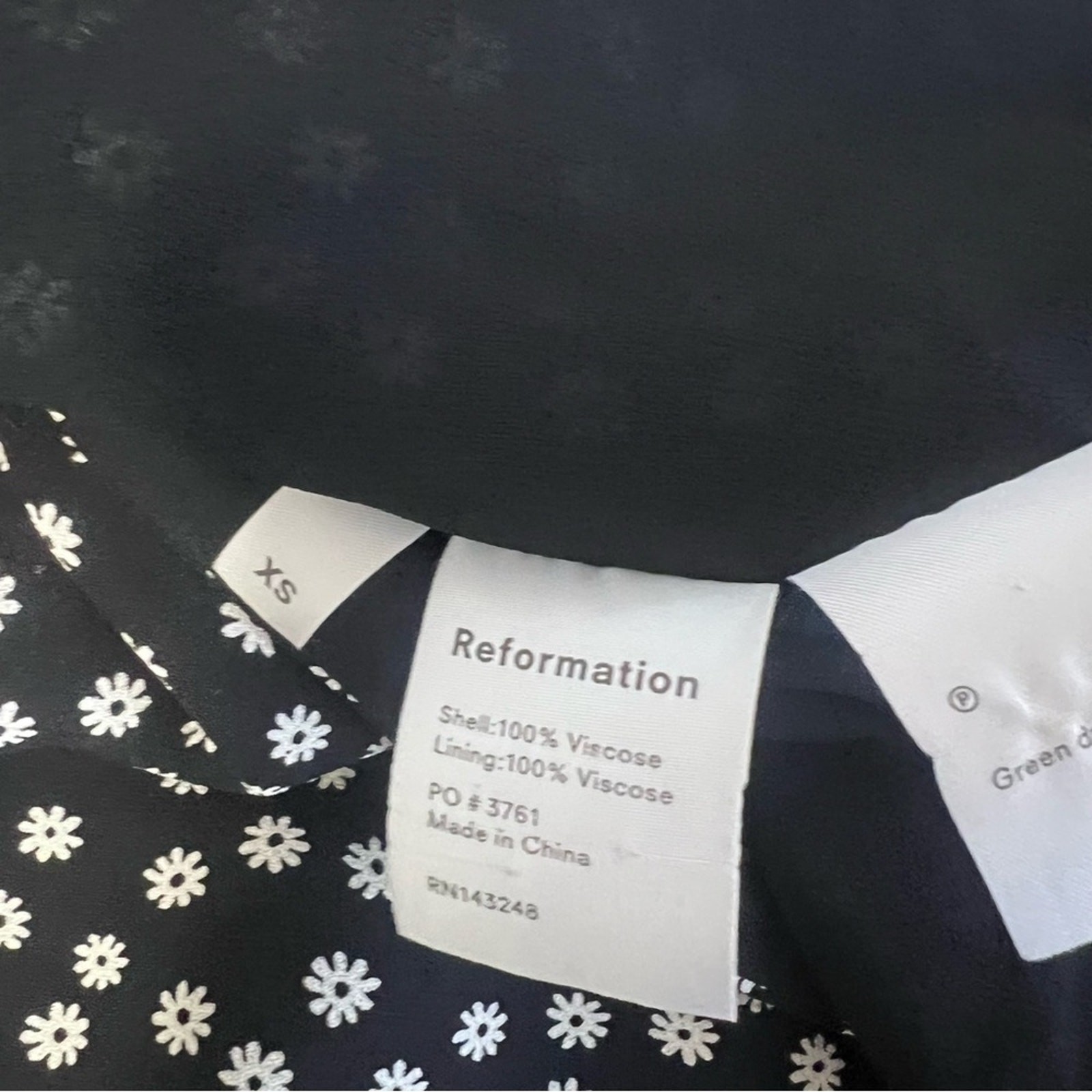 Reformation Adele Mini Wrap Ditsy Floral Dress Black Sz XS