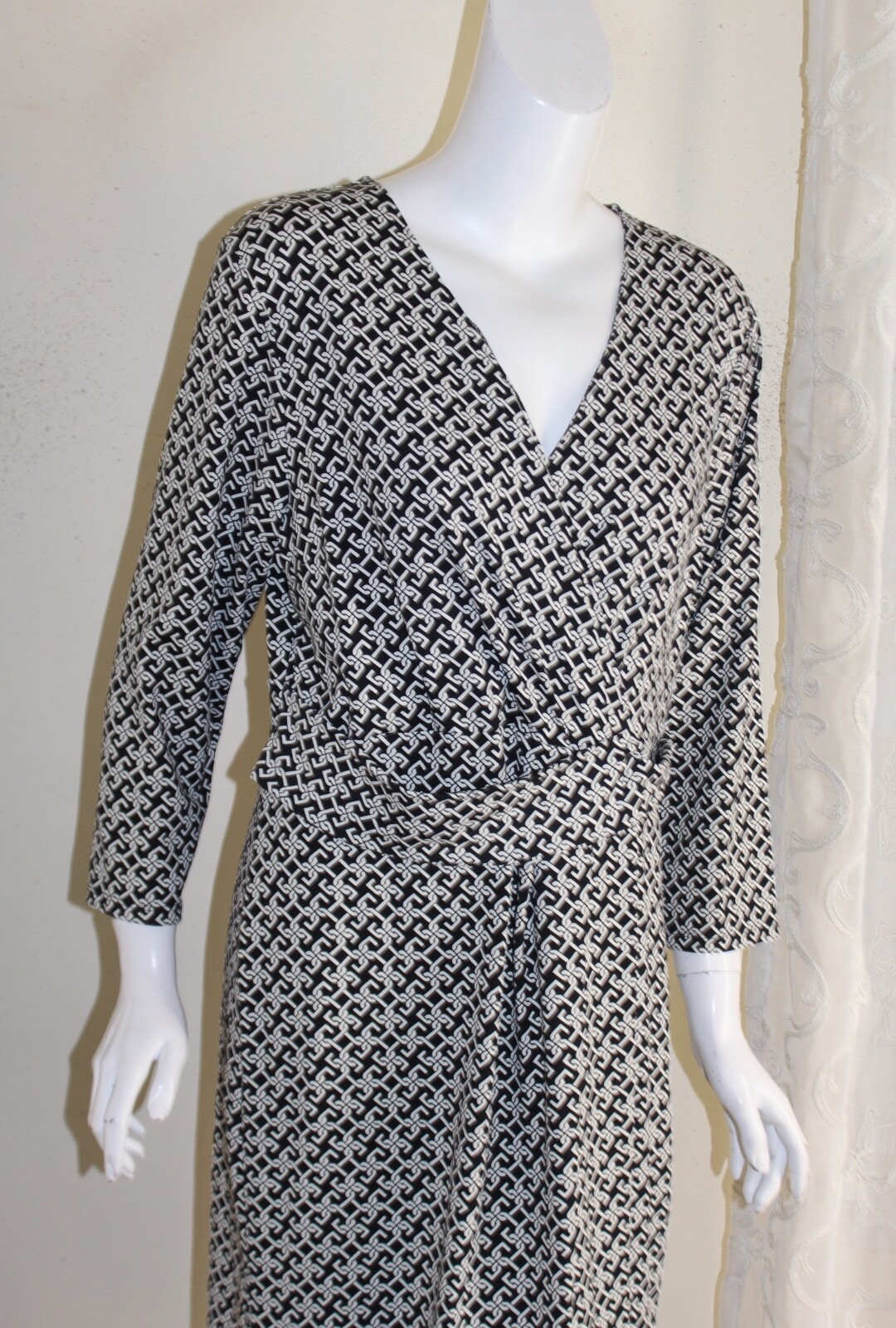 Talbots Sz XL Faux Wrap 92% Nylon 8% Spandex Lux Stretch Knit Dress