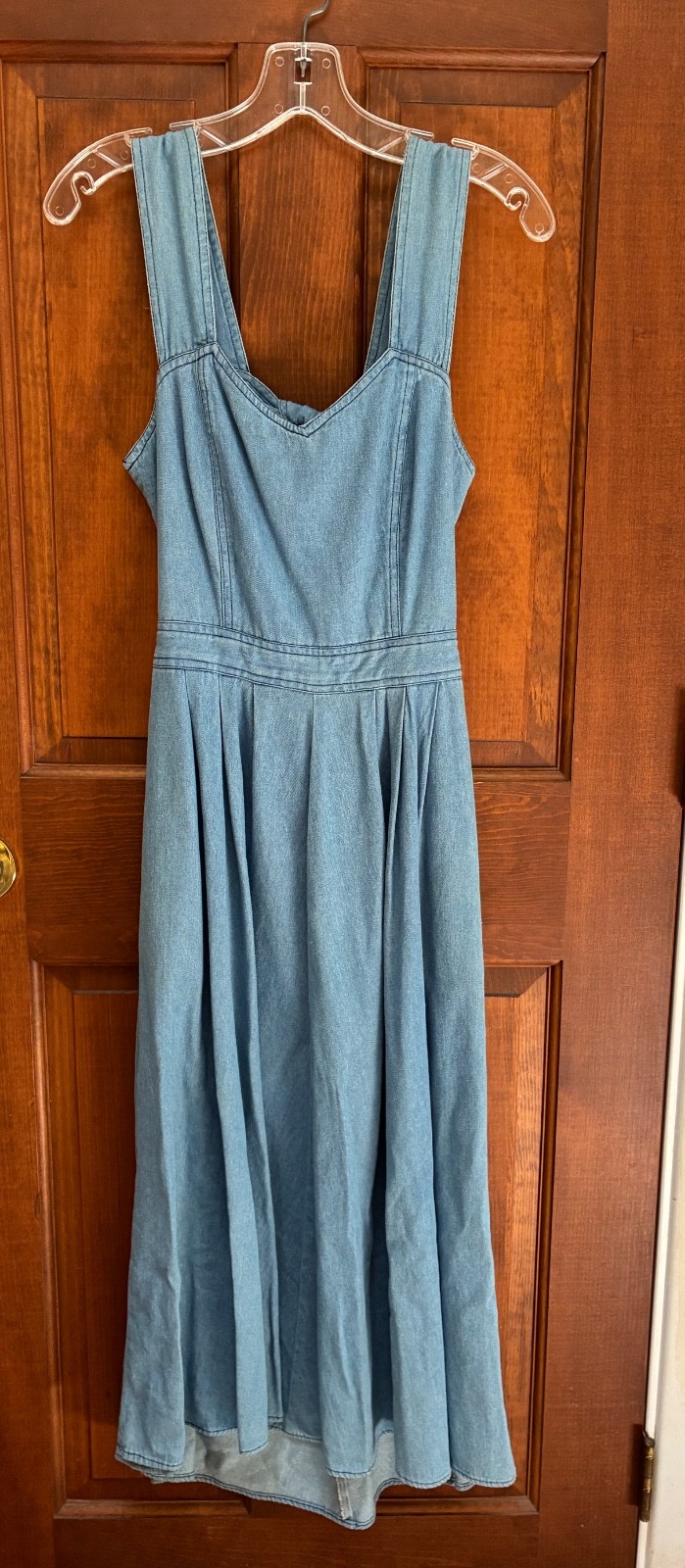 Vintage 80s 90s Boho Western Blue Denim Sun Dress Carol Anderson 4P Full Skirt