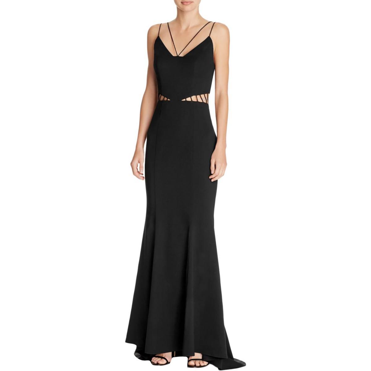JARLO ‘Ashley’ ~ Black Double Harness Strap Cut Out Fishtail Gown S 6 NEW $168
