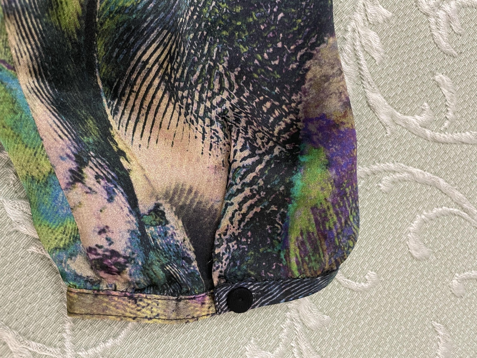 Cluny Dress Womens Large Multicolor Abstract Shift Long Sleeve Silk Modal Lined