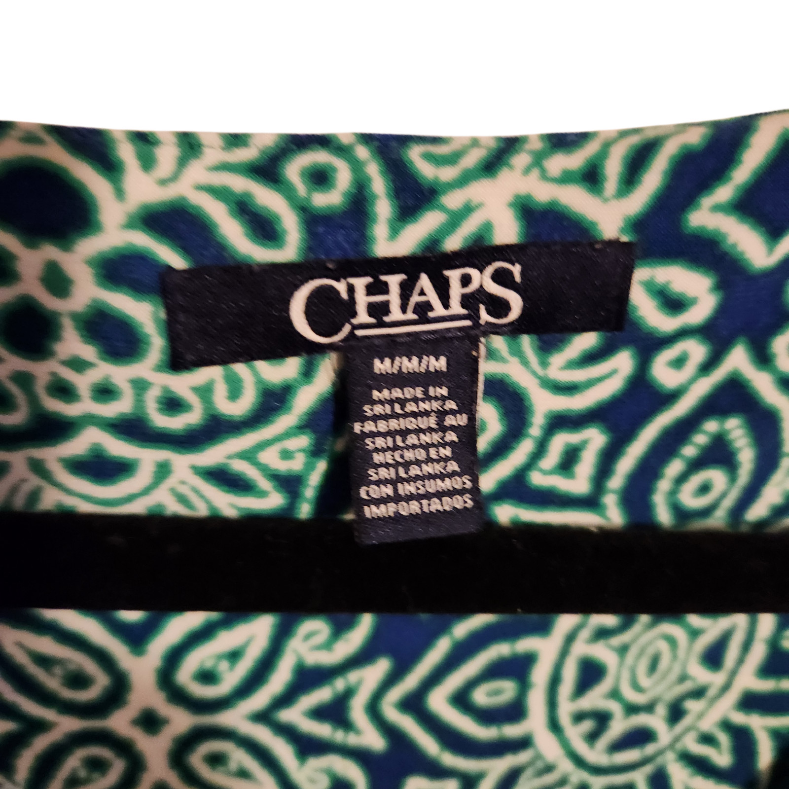 Chaps Maxi Dress Cross-Over V-Neck Green/Blue Mandala Knit Womens Size Medium