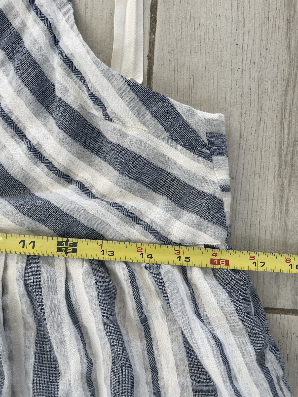 Ciel USA Blue White Striped Square Neck Sleeveless Midi Dress Pockets S