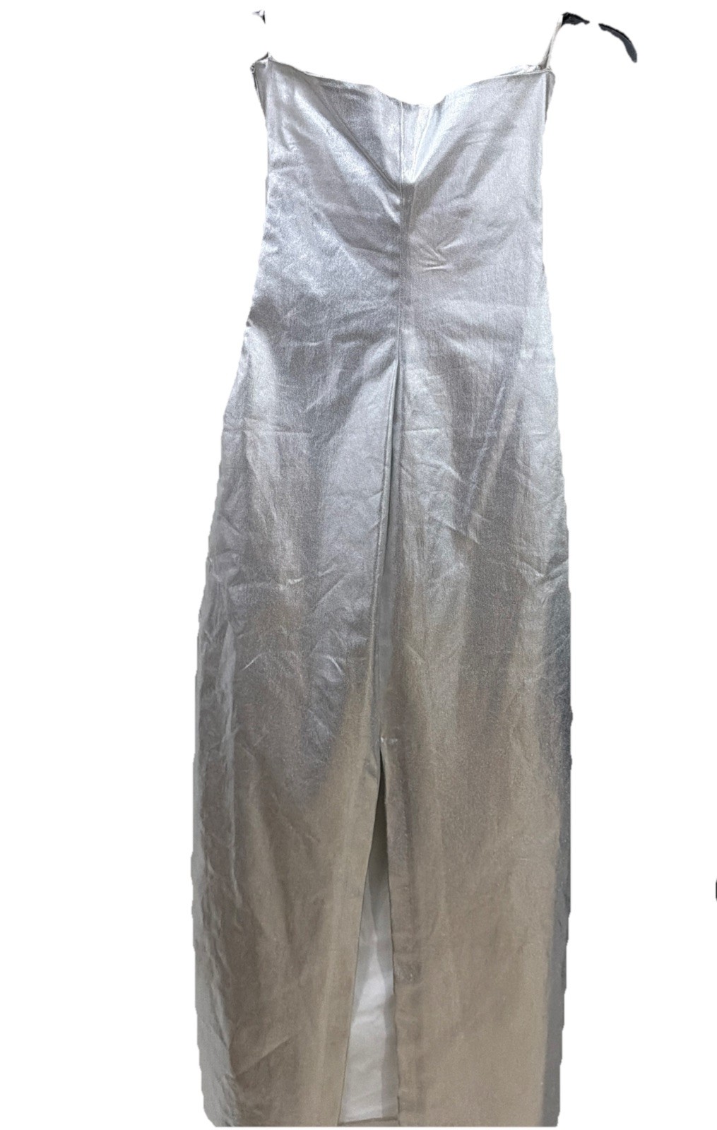 NWT! Zara Silver Fitted Strapless Bodice Long Semi Formal Party Dress Size XS