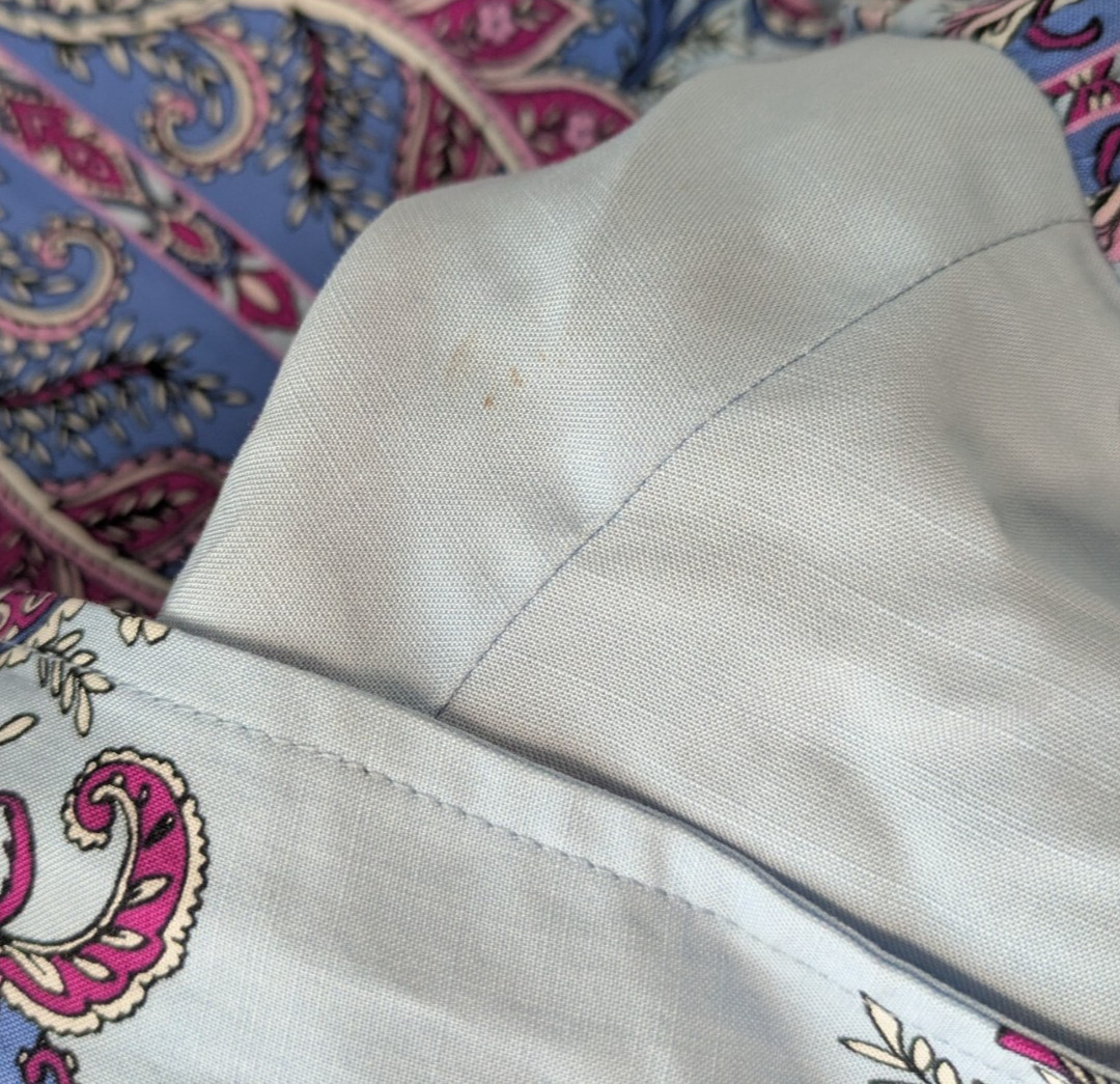 Loft Light Blue Paisley Floral Midi Shirtdress Size XS Button Front Collar Belt