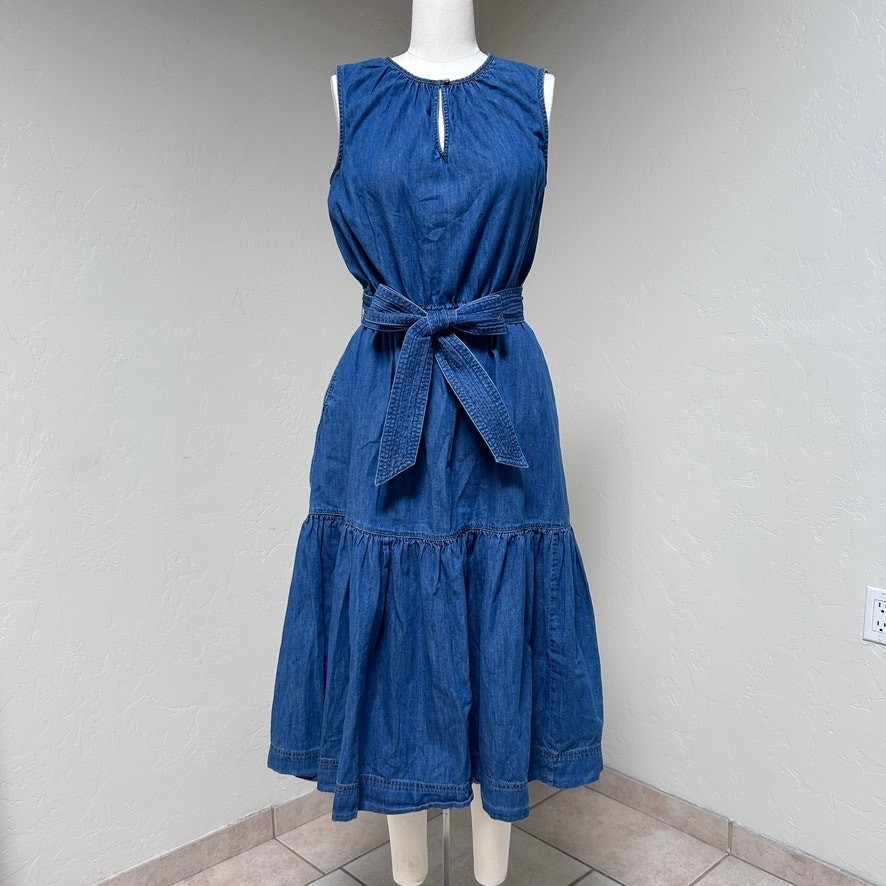 LRL Ralph Lauren Denim Dress Midi Belted Cotton Western Cowgirl Heritage 10