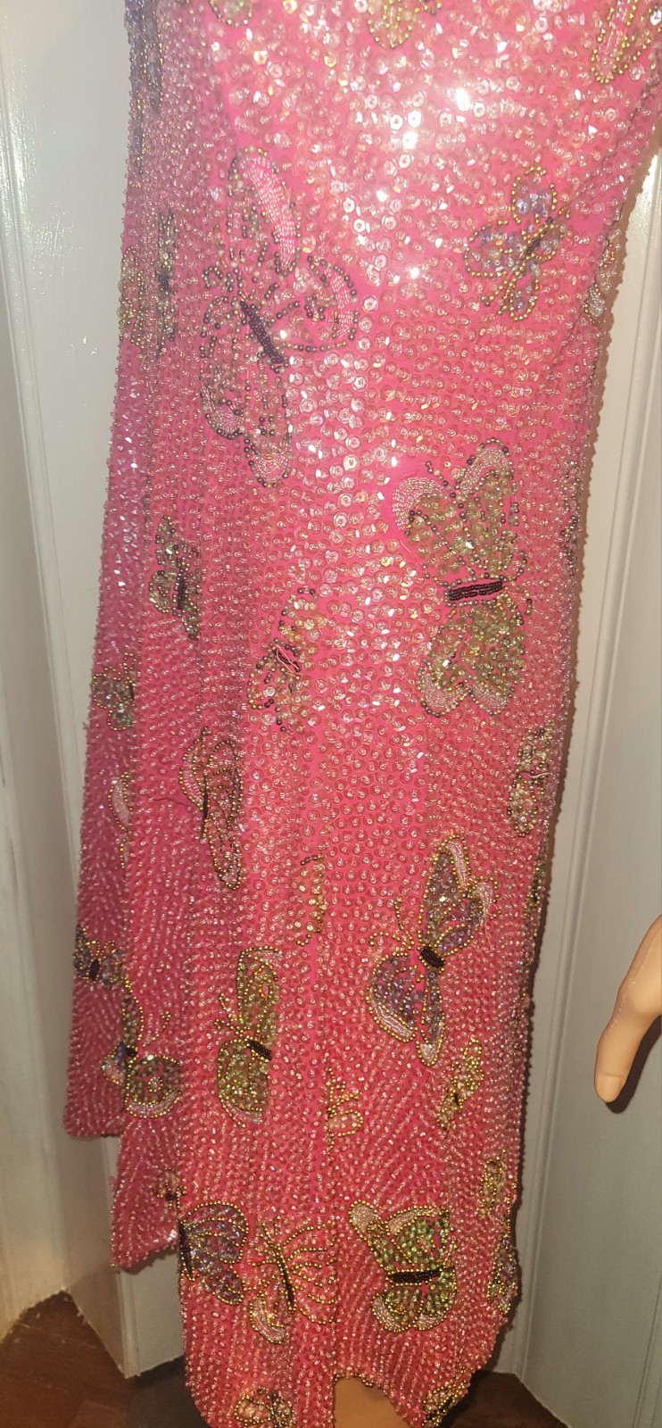 Little Attitudes Beautiful Hand Sewn Sequin Pink Butterfly Dress Size 14