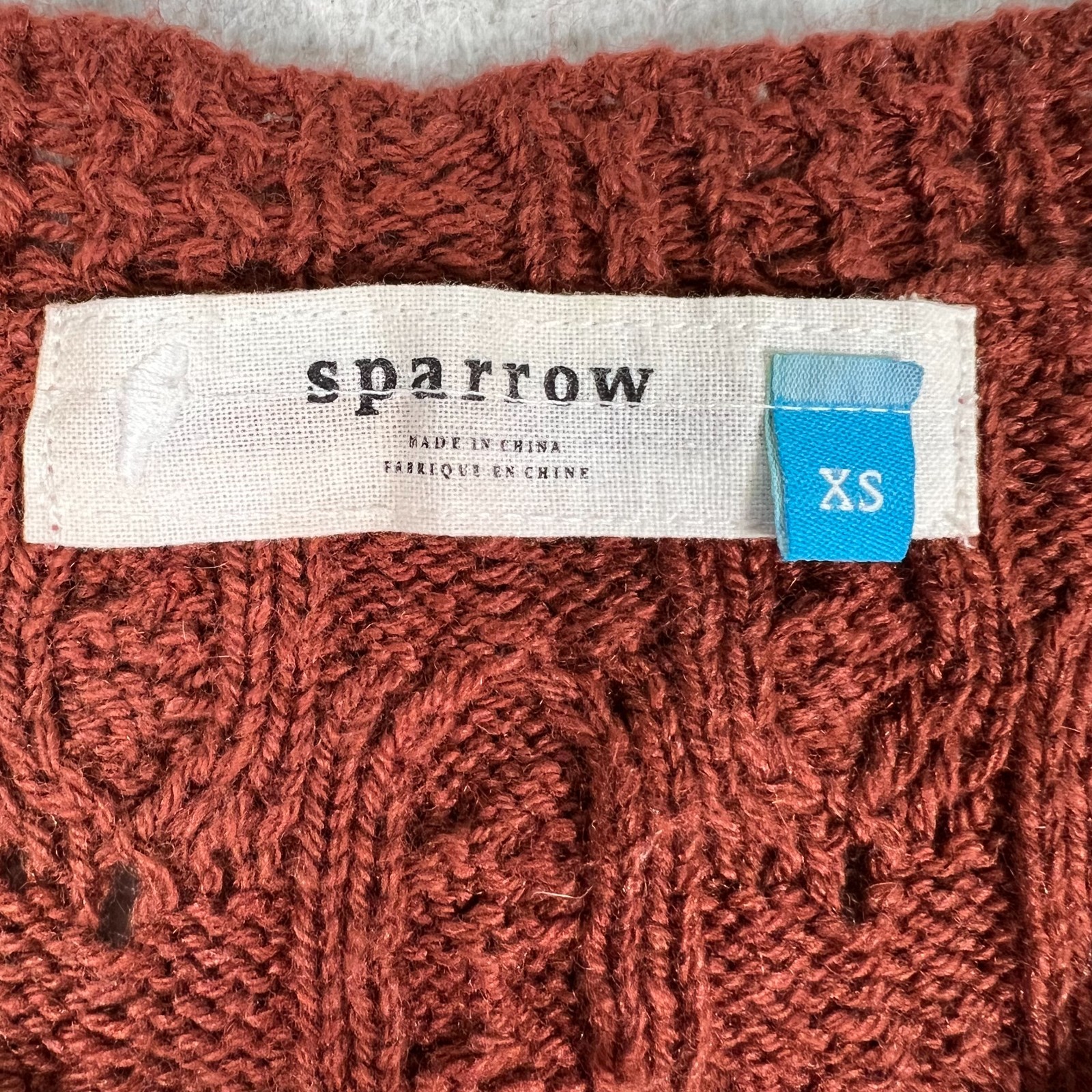 Anthropologie Sparrow Cable Knit Sweater Dress Women XS Wool Cashmere Blend Rust