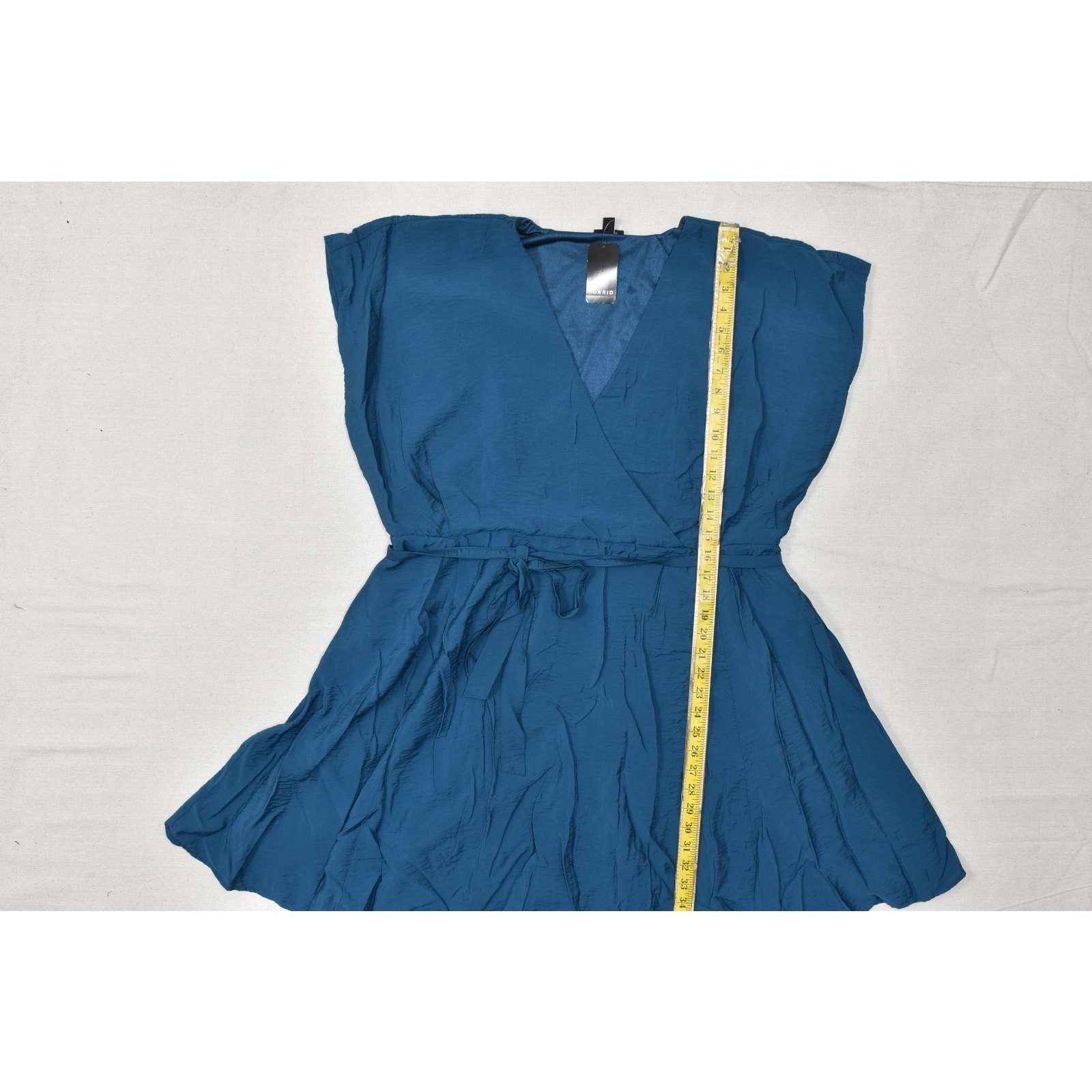 Torrid Plus Size 2 (18-20) Blue Mini Surplice Georgette Tie-Waist Dress NEW