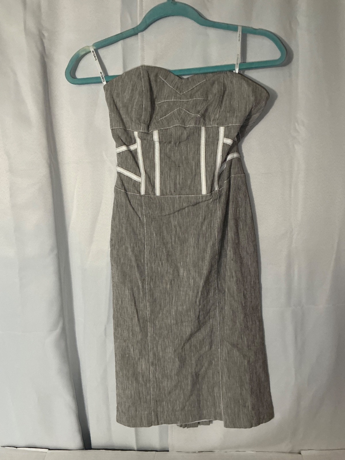 Bebe Women’s Gray White Lining Bodycon Corset Mini Dress Size 2