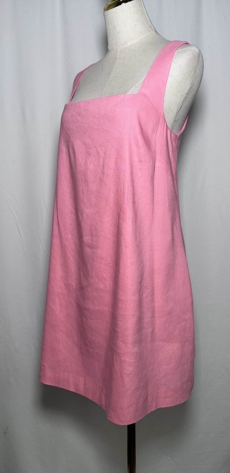 Antonio Melani Mini Dress Shift XL Sleeveless Linen Blend Pink Pockets $159