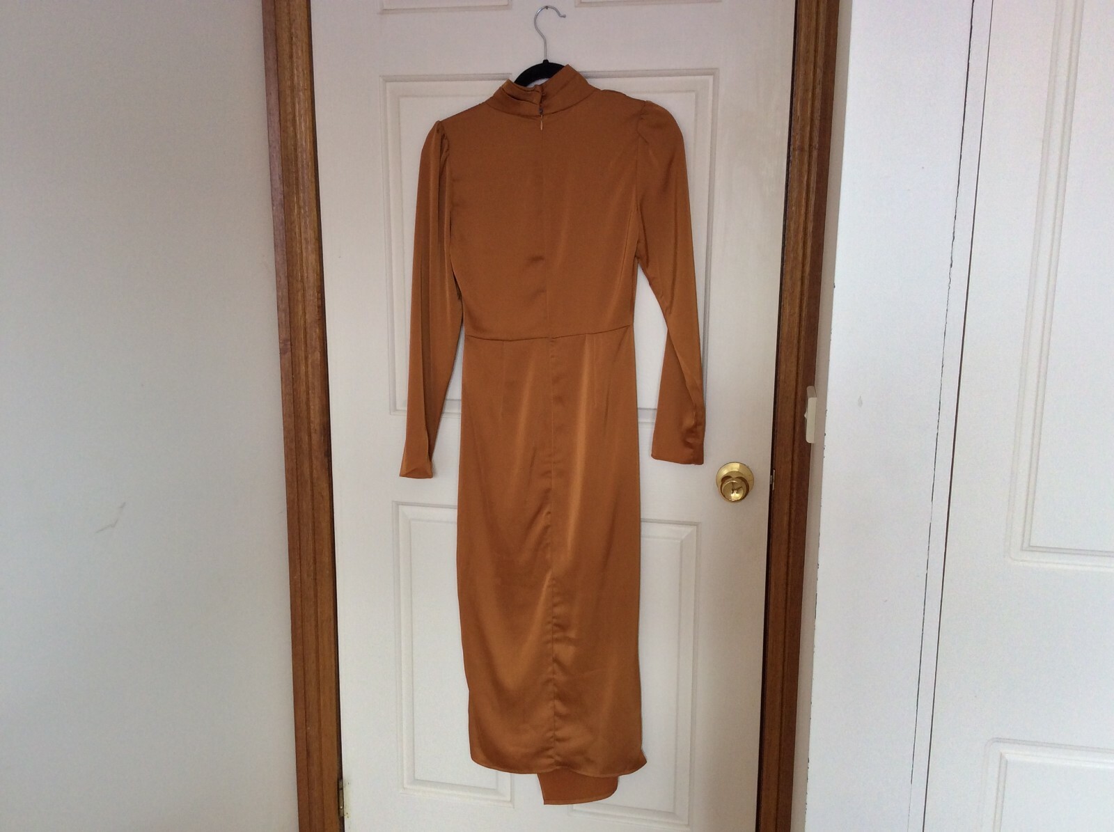WHYTE VALENTYNE SATIN FITTED TURTLE NECK DRESS SIZES 6 8 10 12 AND 14