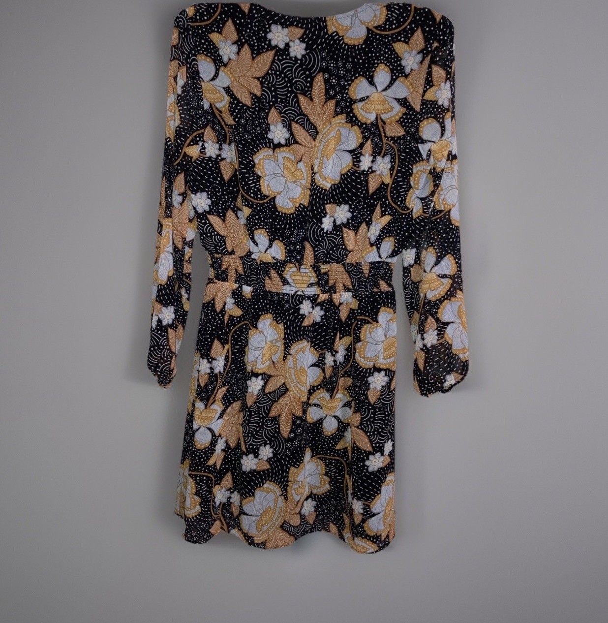Daniel Rainn Black Floral Leaf Parnika Peasant Dress Boho Festival S NWT
