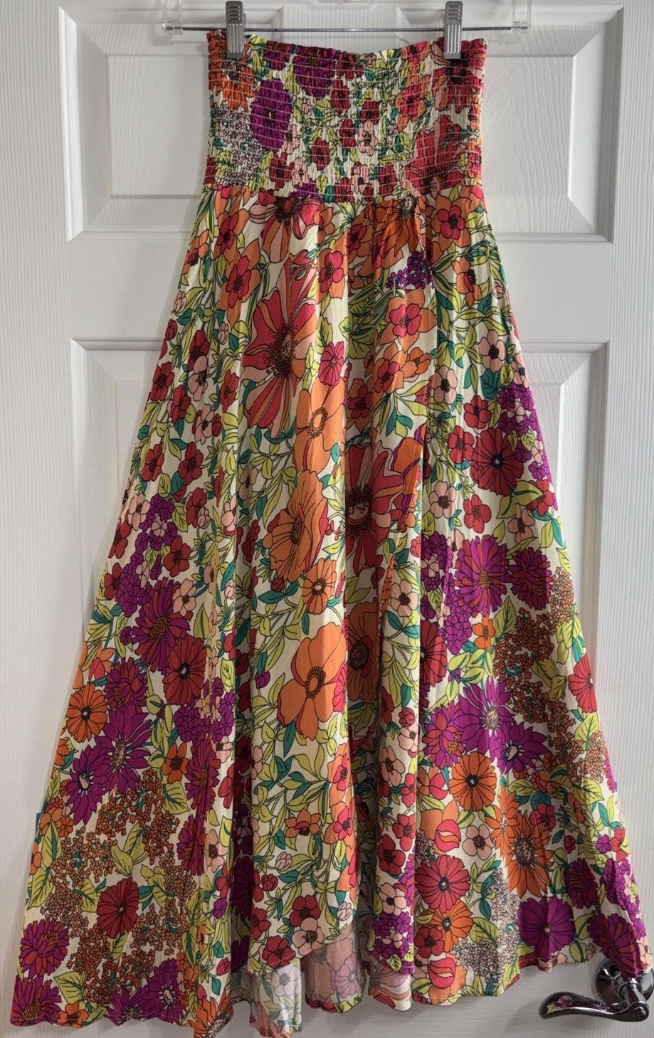 Natural Life Woman’s Strapless Dress Sz XS Vibrant Multicolor Split In The Front