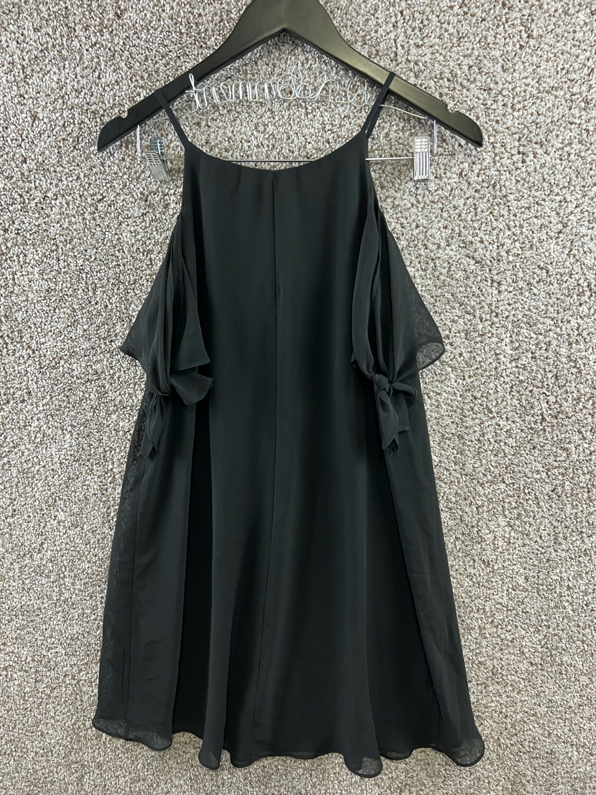 Soprano Cold Shoulder Dress Women’s Size S Black Lined A Line Dress Flowy Dress