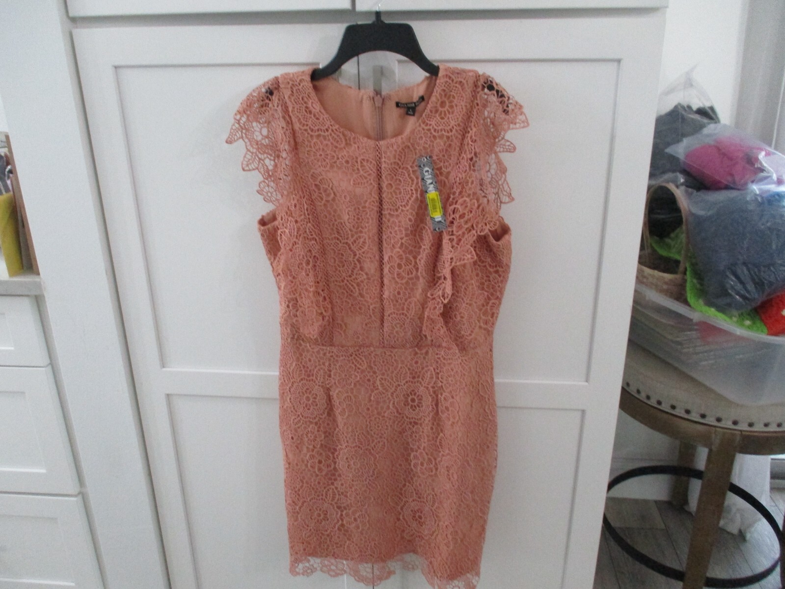 gianni bini large dress nwt new floral lace nude mauve $149