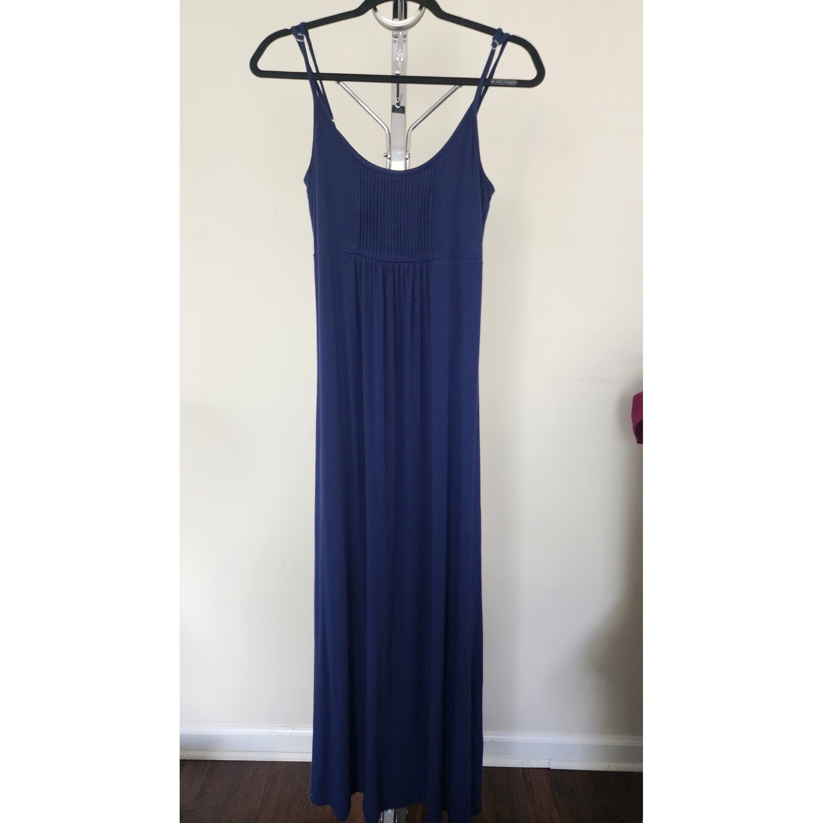Calvin Klein Royal Blue Empire Waist Pleated Tall Maxi Dress 6 Cozy Comfy Chic