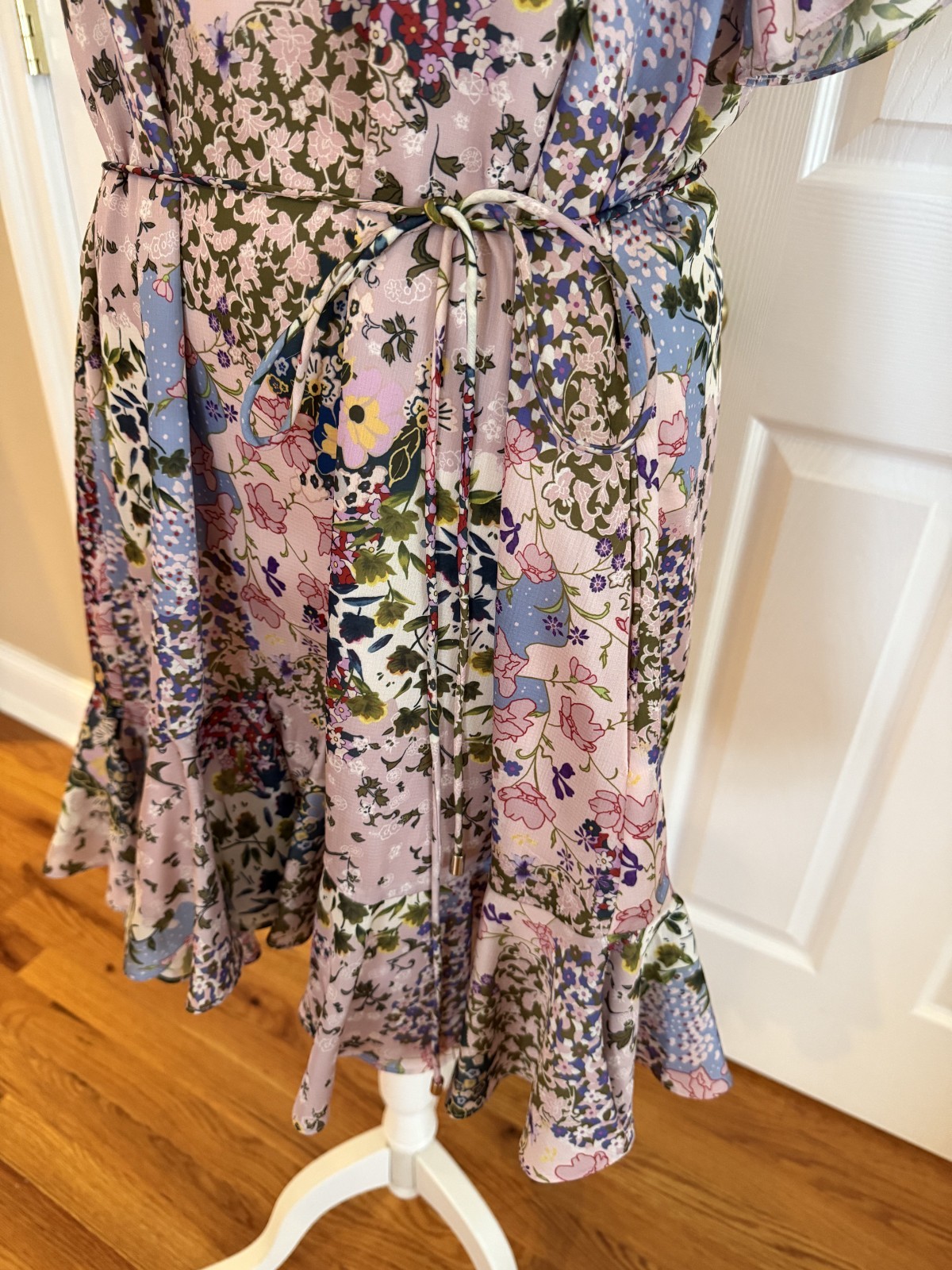 Ted Baker Lalu Urban Printed Fluted Hem Mini Dress Pink Floral Size 5 Size 12 XL