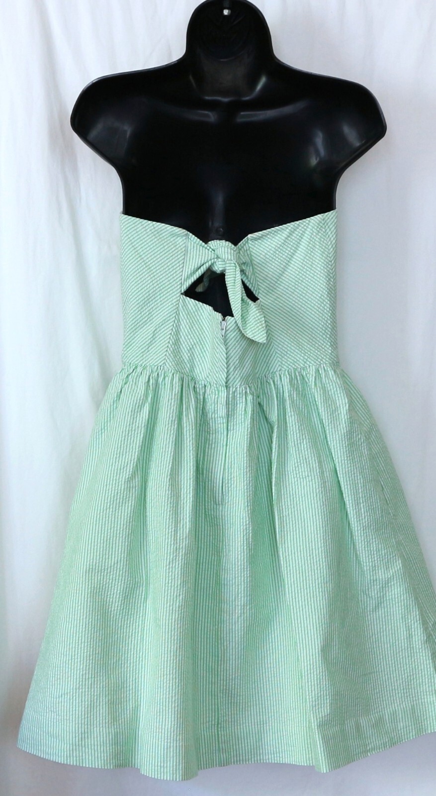 LILLY PULITZER Strplss Grn Seersucker Drs 32 In Chst 19 In Skirt Lngth Sz 10 EXC