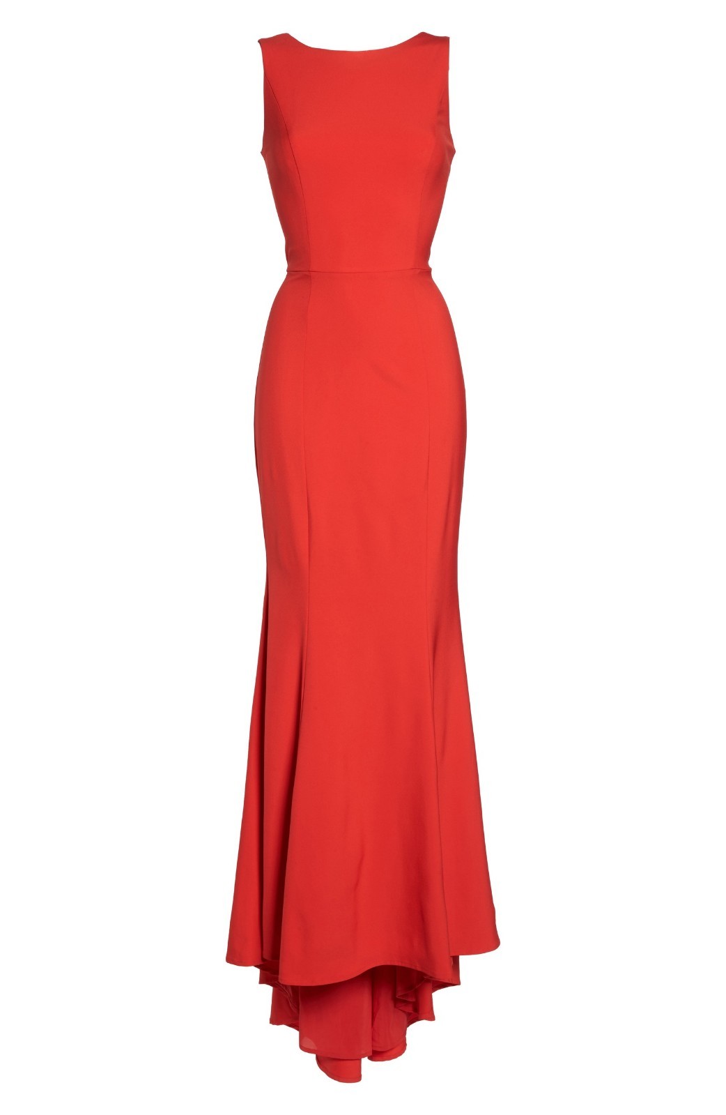 JARLO Red Jemima Ruffle Open Back Mermaid Flare Gown w/ Train 4 US = Small M883
