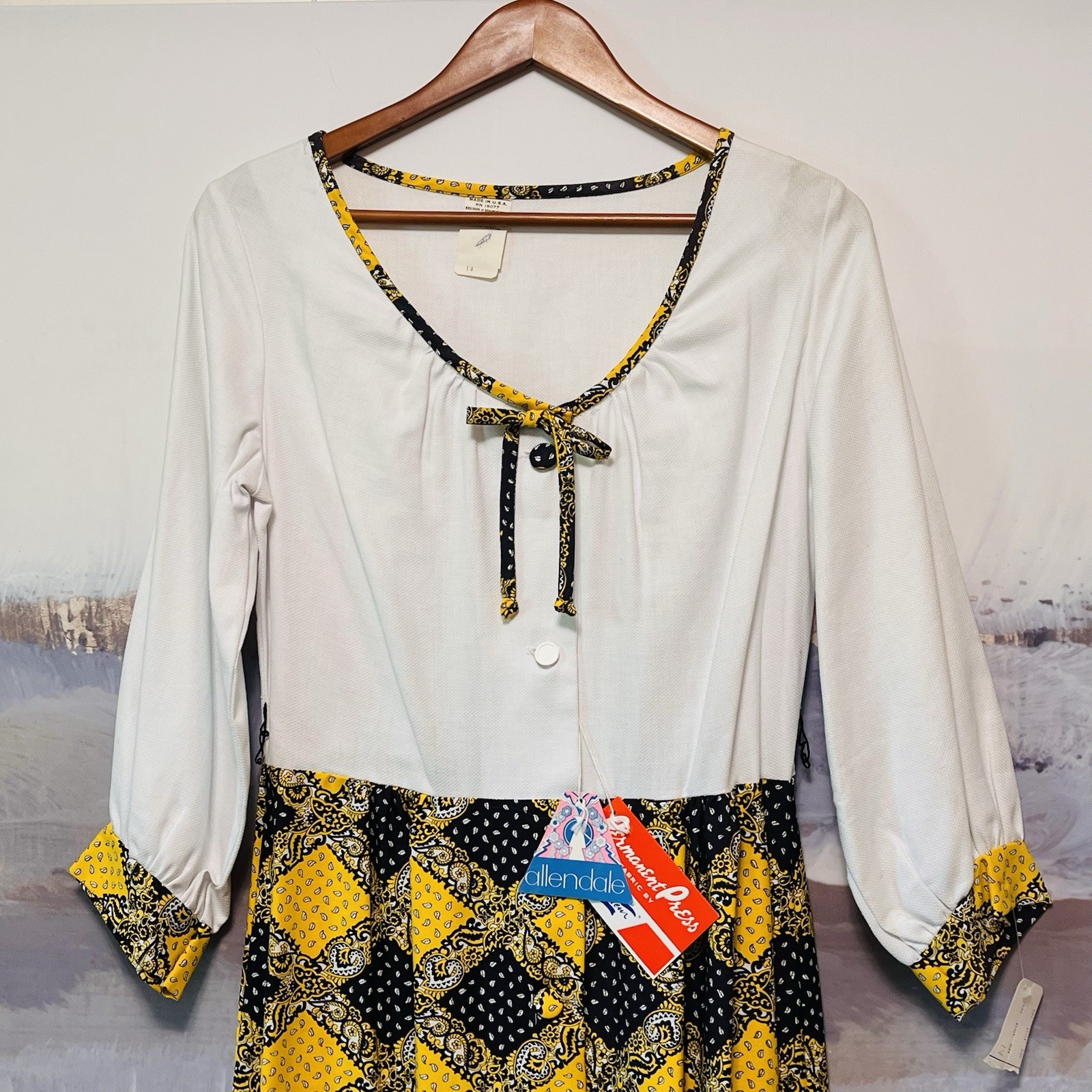 Vtg 60’s Allendale Maxi Dress NWT Womens Size 14 Geometric A-Line Colorful Boho