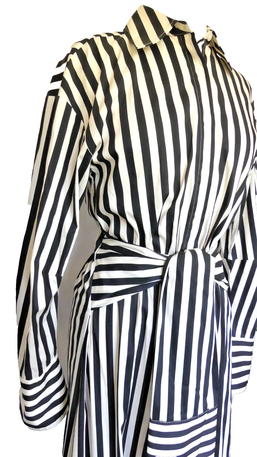 Simon Miller Maxi Inna Poplin Dress Black White Striped US Med Style # W45793170
