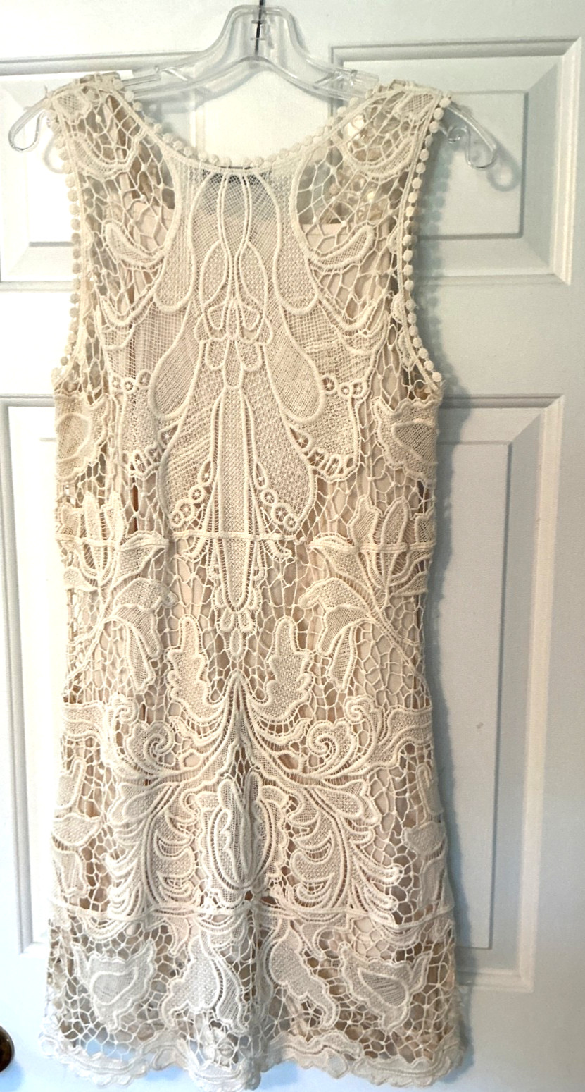 Solitaire Womens Dress Size M Ivory Crochet Lace w/ Slip Stretch by Ravi Khosla