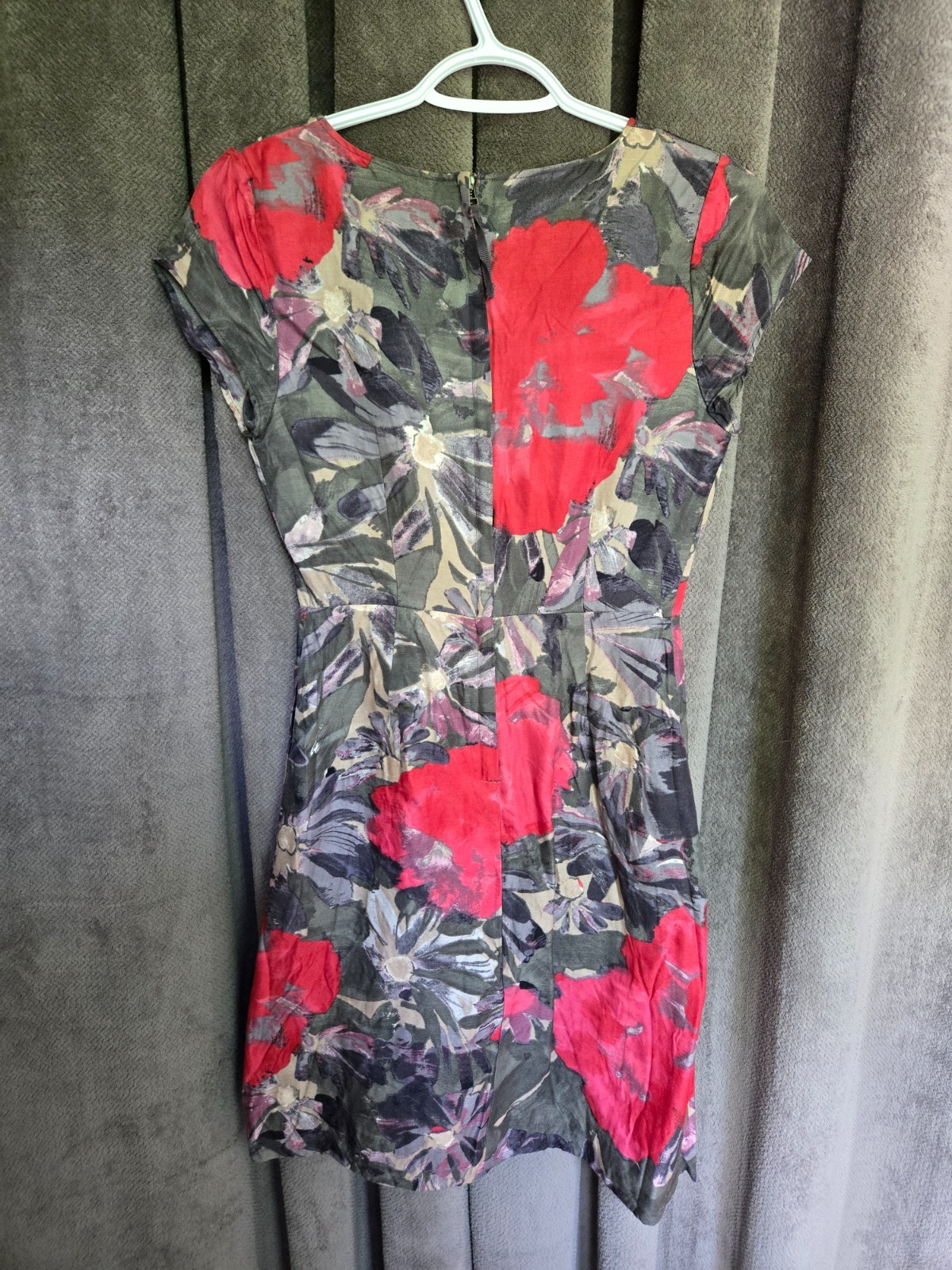 Mad Men Janie Briant Linen Blend Floral Midi Dress Retro 60s Chic Watercolor US0