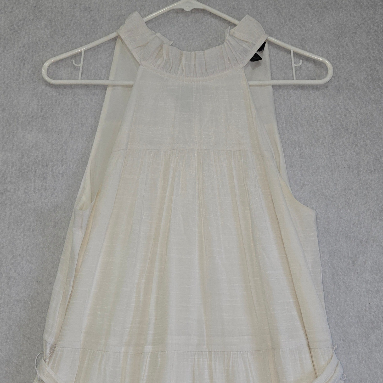 Banana Republic cream Halter Tiered Maxi Dress Textured Cotton Size S