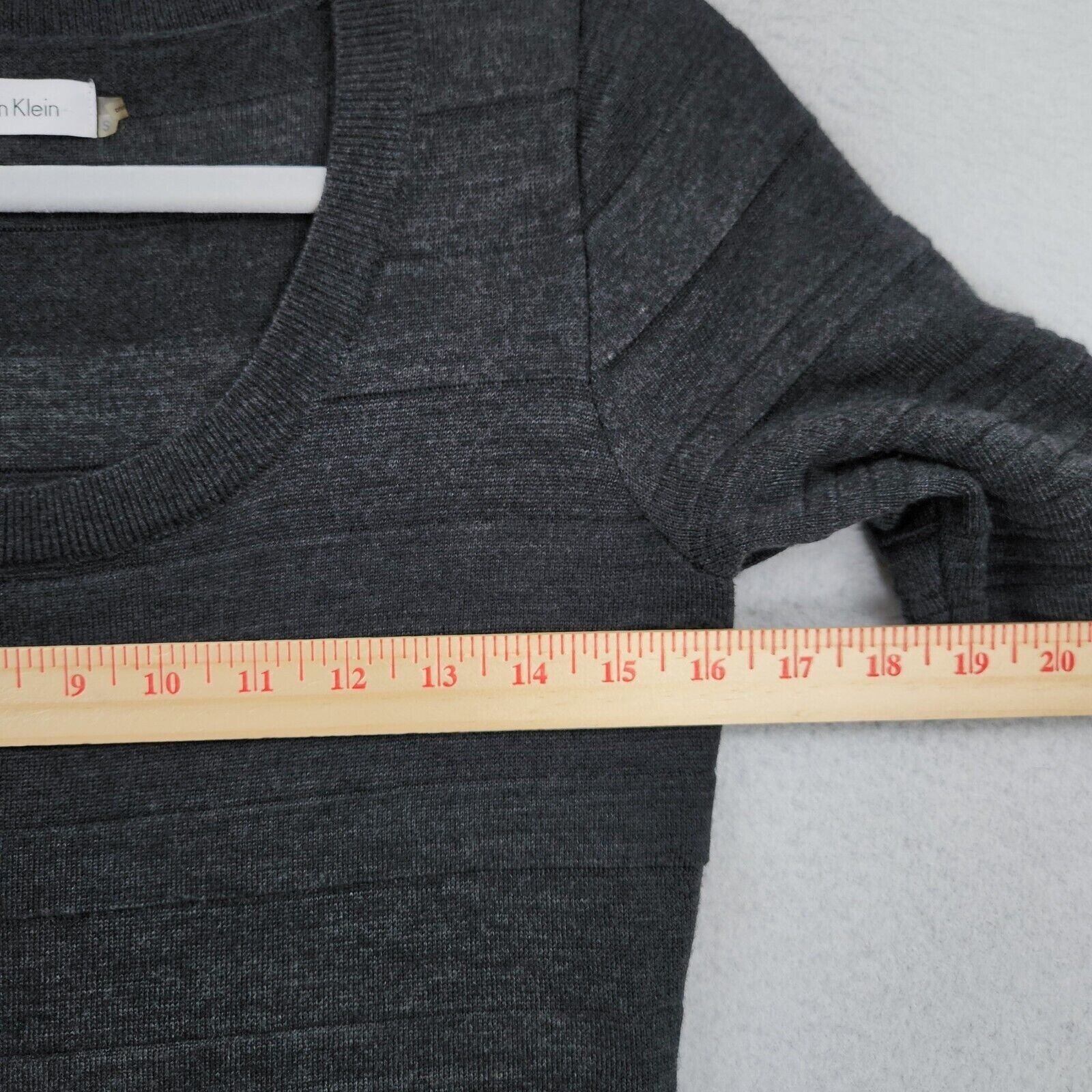 Calvin Klein Dress Womens Small Gray Wool Blend Short Sleeve A Line Sheath Knit