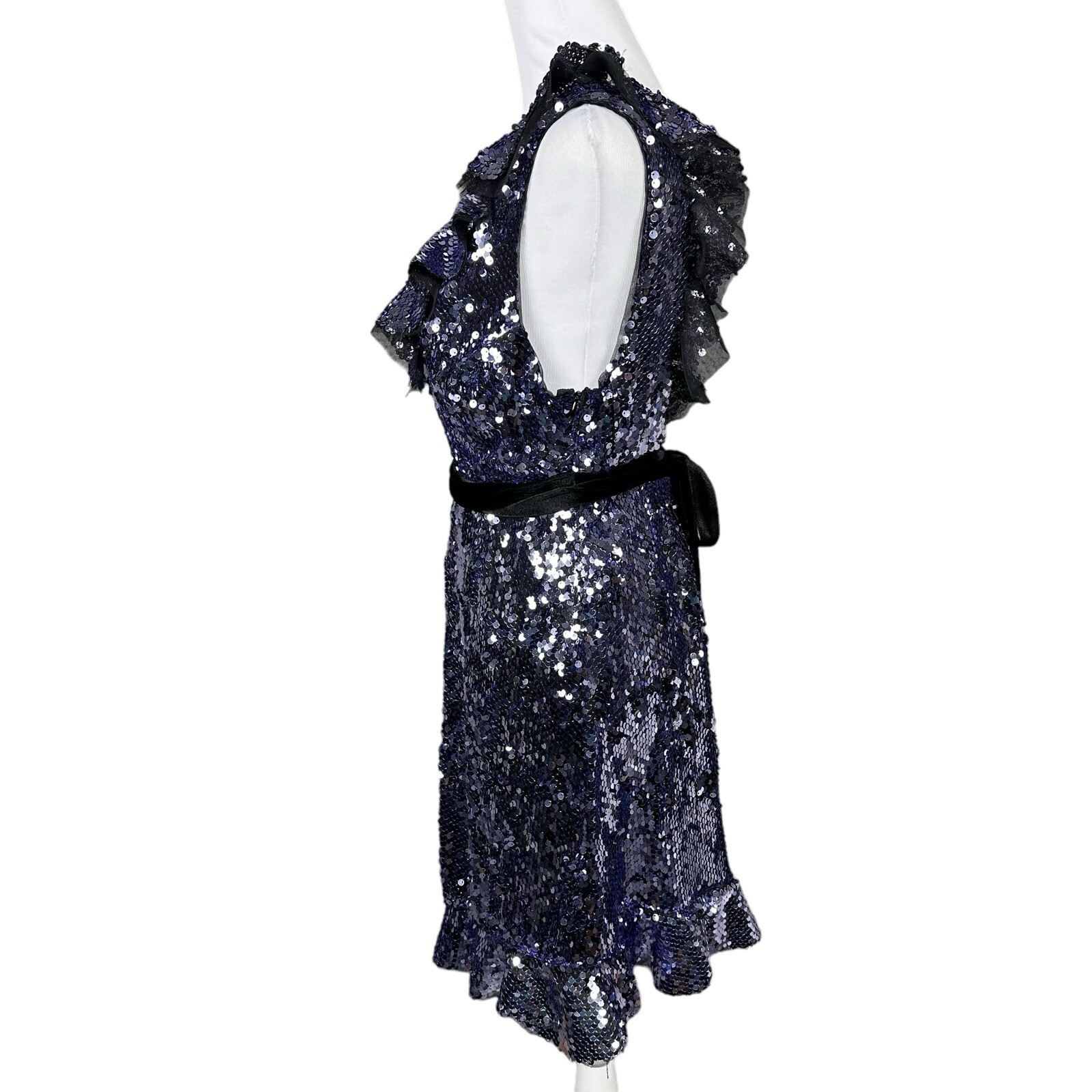 NWT $168 Free People 4 Siren Sequin Open Back Tie Waist Ruffles Dress Party